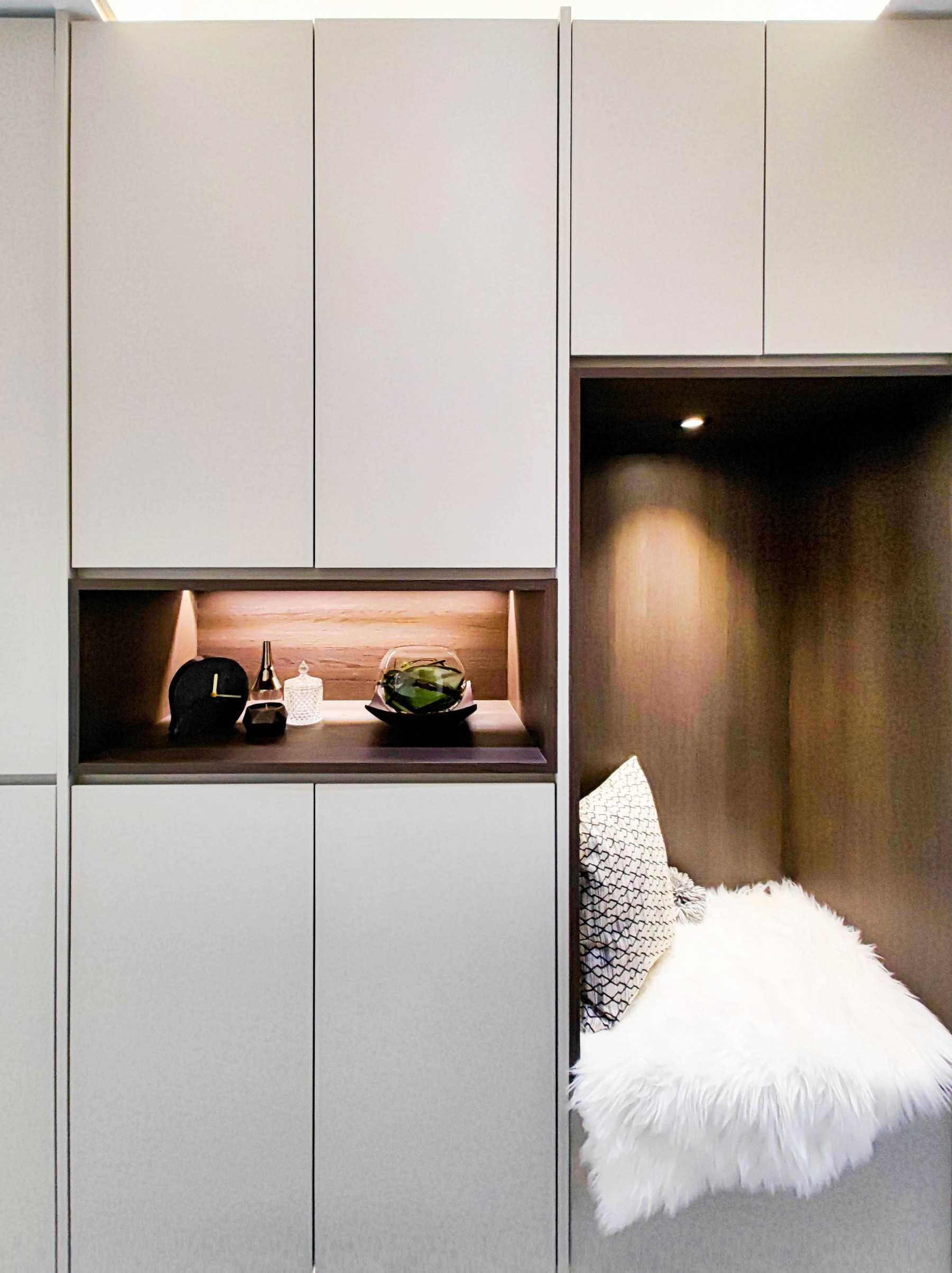 Modern Entryway with Seating Bench and Small Storage