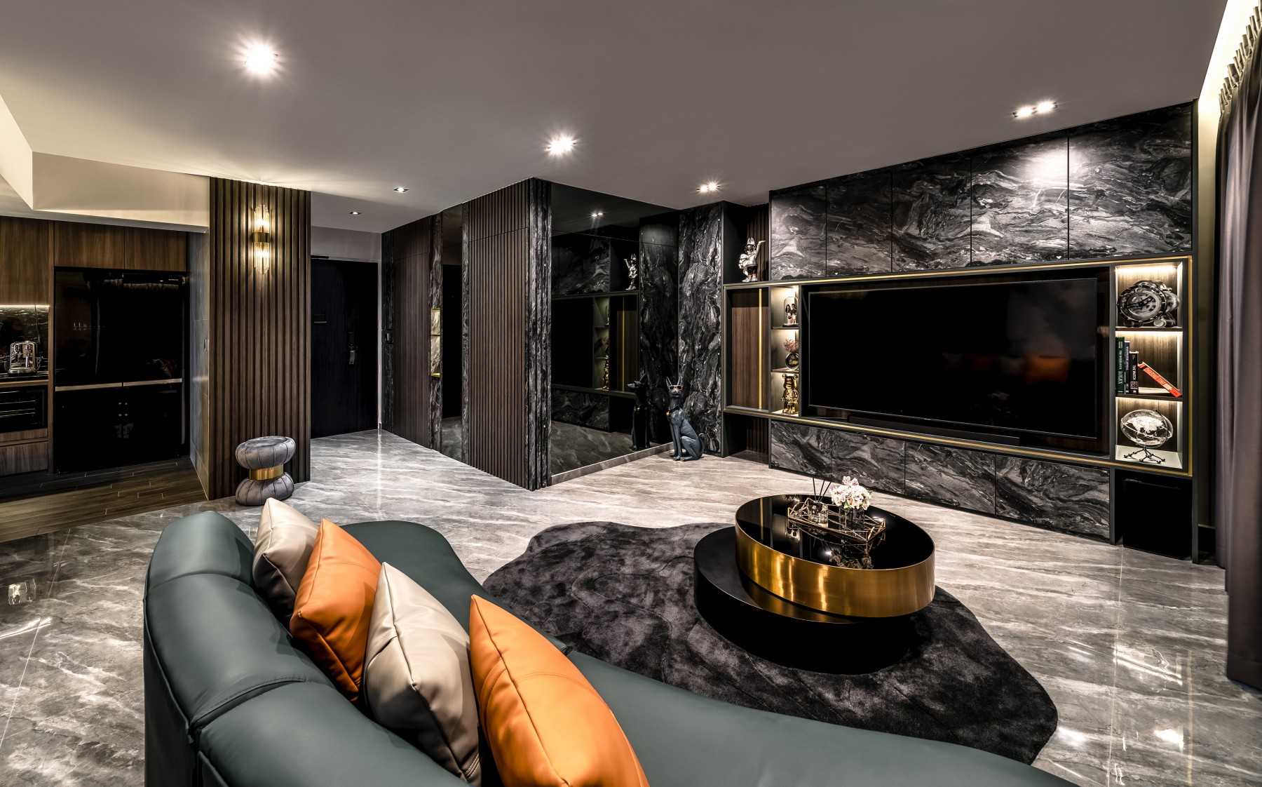 Modern Living Room with Feature Wall and Sofa