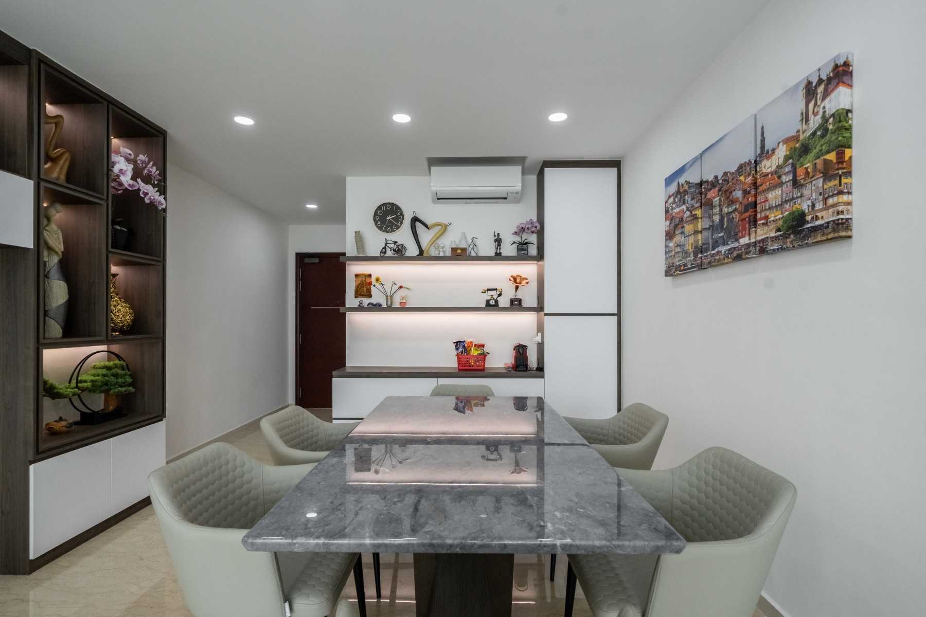 Contemporary Dining Room with Drop Light and Drop Ceiling