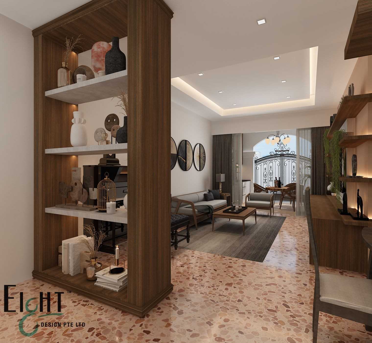 Vintage Foyer with Artwork and Wall Shelves