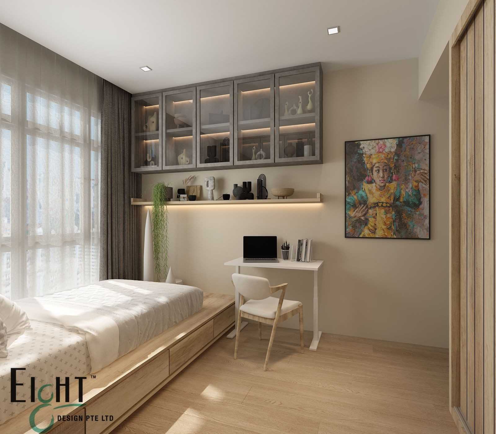 Vintage Bedroom with Bookshelf and Platform Bed