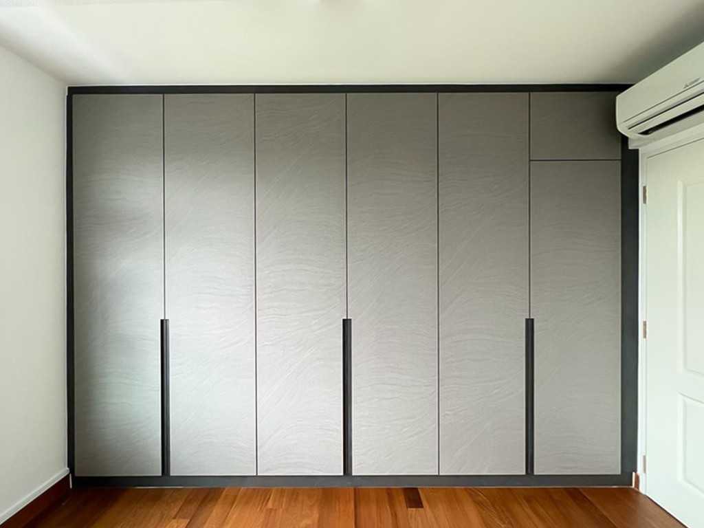Scandinavian Bedroom with Wardrobe and Paintings