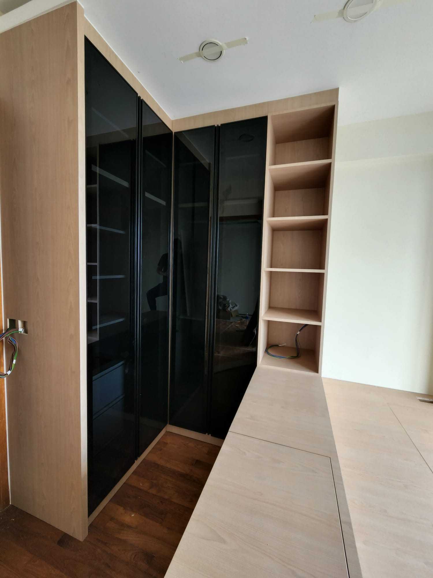 Modern Bedroom with Bookshelf and Platform Bed