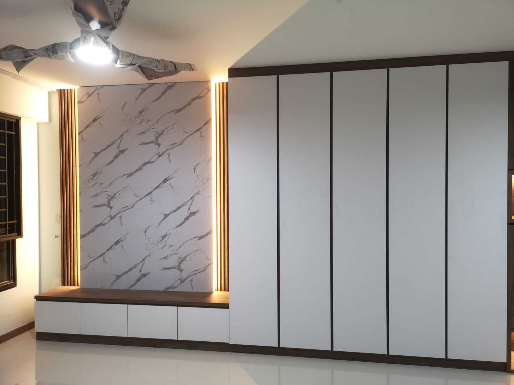 Contemporary Living Room with TV Console and Feature Wall