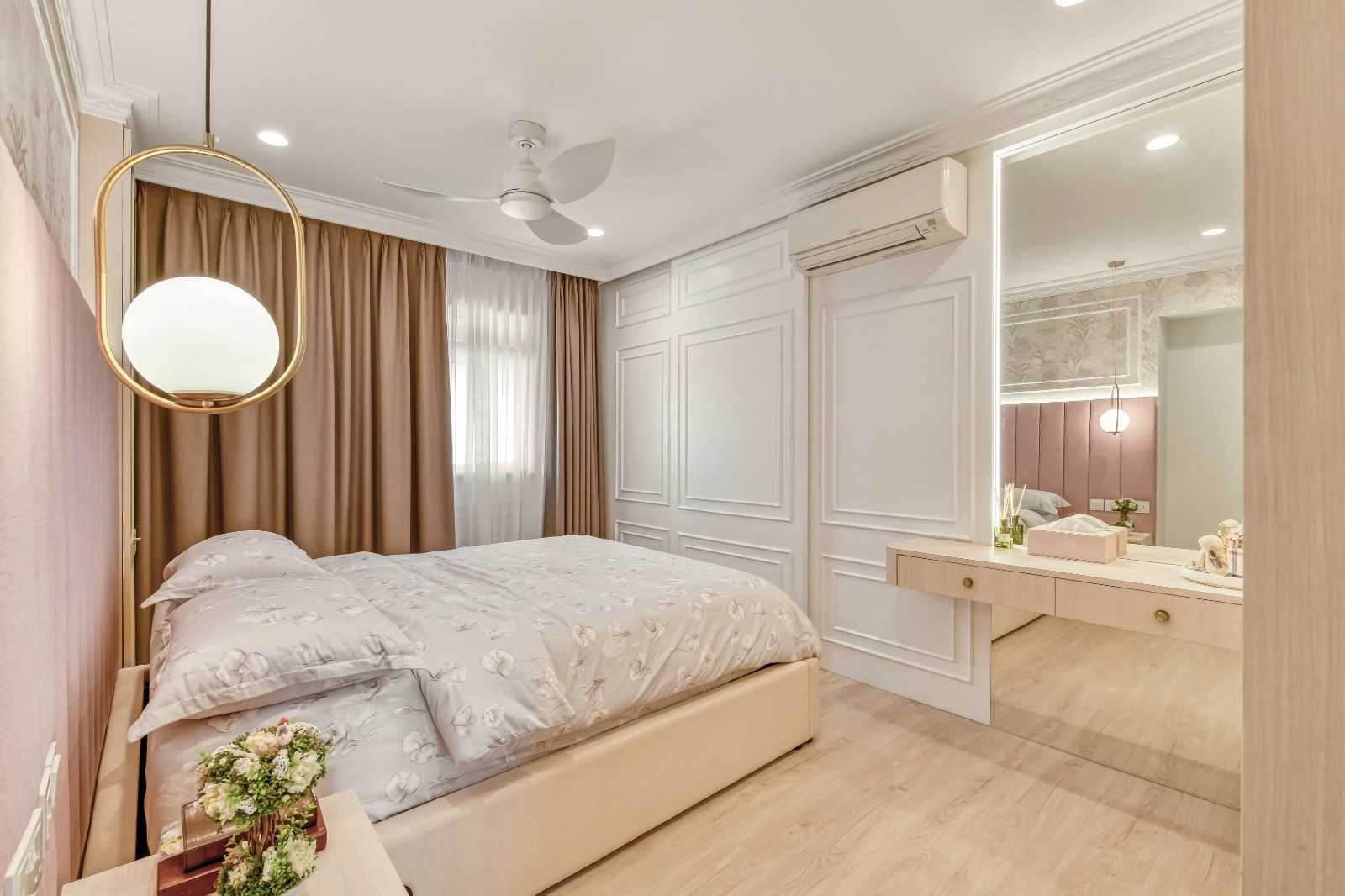 Transitional Bedroom with Wood Flooring and Cove Lighting