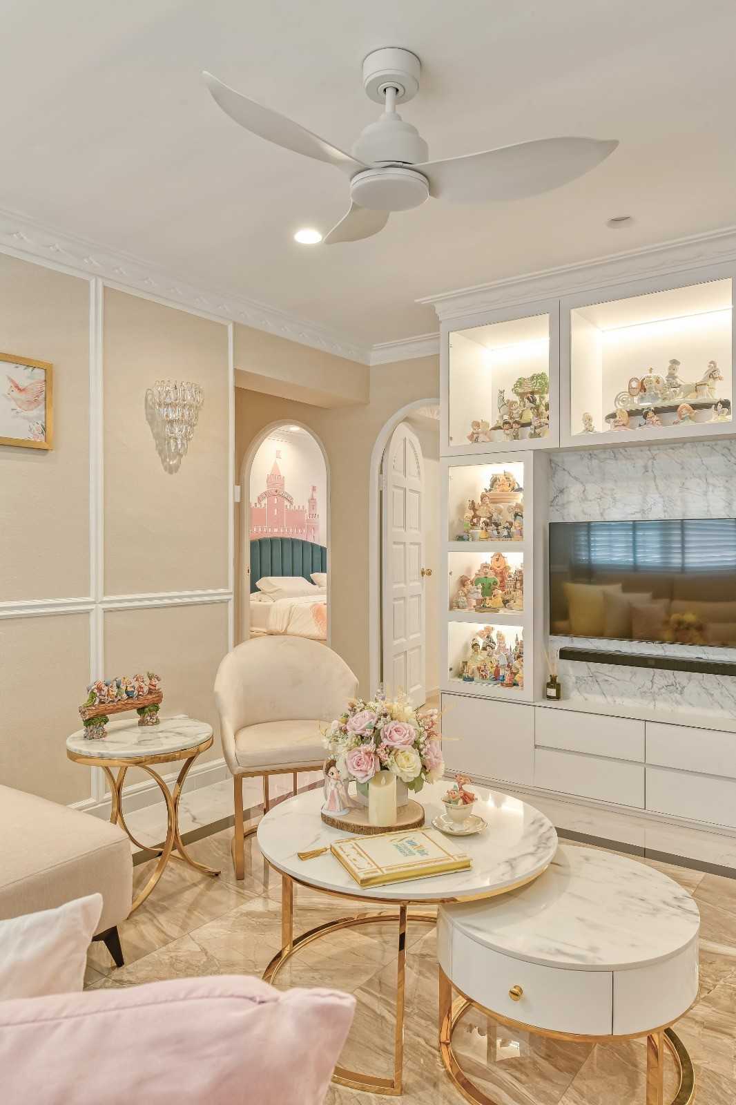 Transitional Living Room with Wood Flooring and TV Console