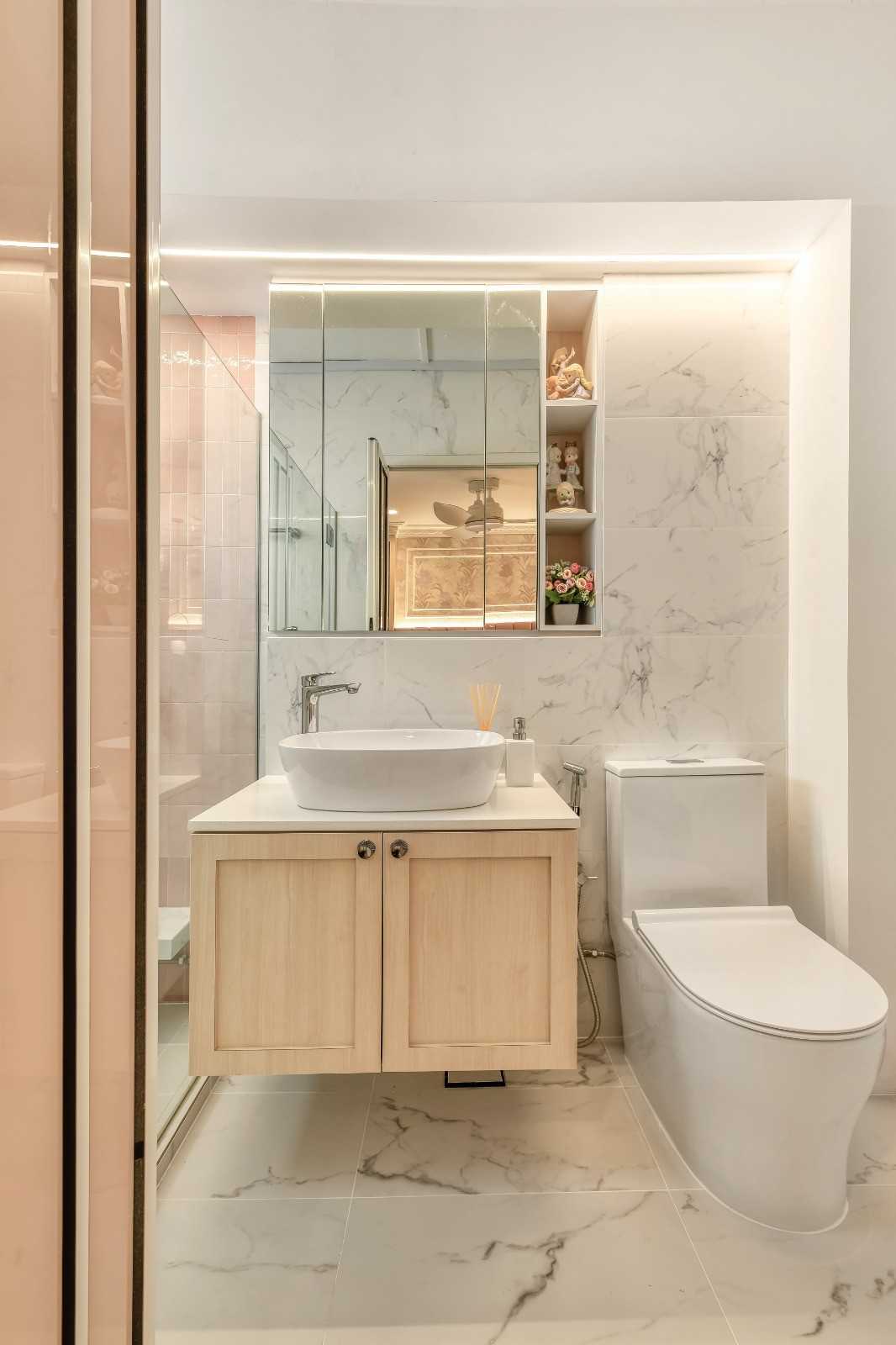 Transitional Bathroom with Mirror and Bathroom Mirrors