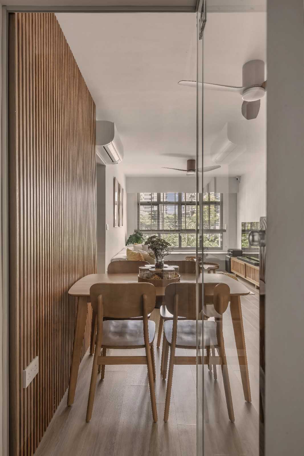 Scandinavian Dining Room with Chandelier and Dining Chairs