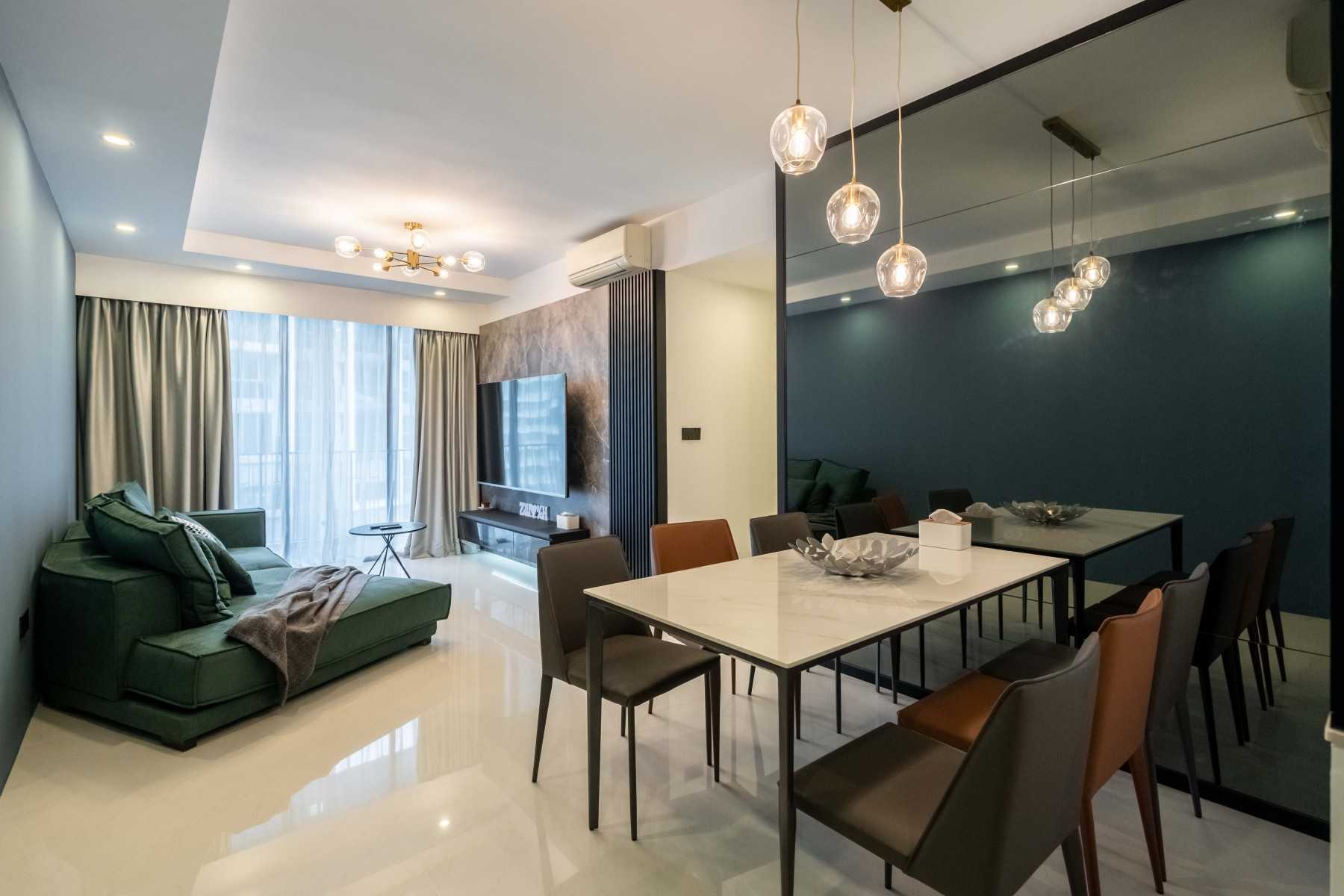 Modern Living Room with Vinyl Flooring and Homogeneous Tiles