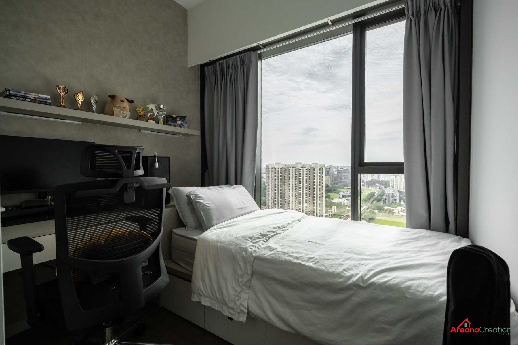 Modern Bedroom with Vinyl Flooring and Homogeneous Tiles