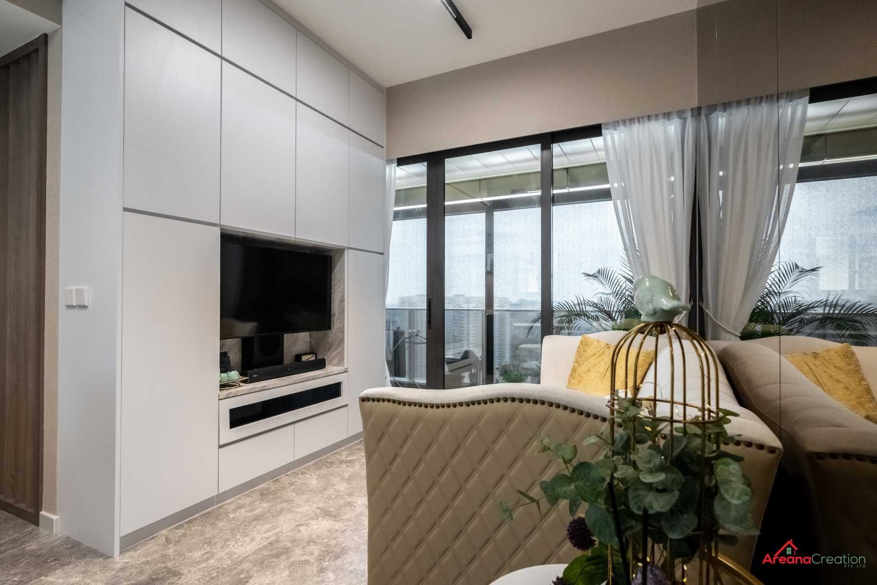 Modern Living Room with TV Console and Feature Wall