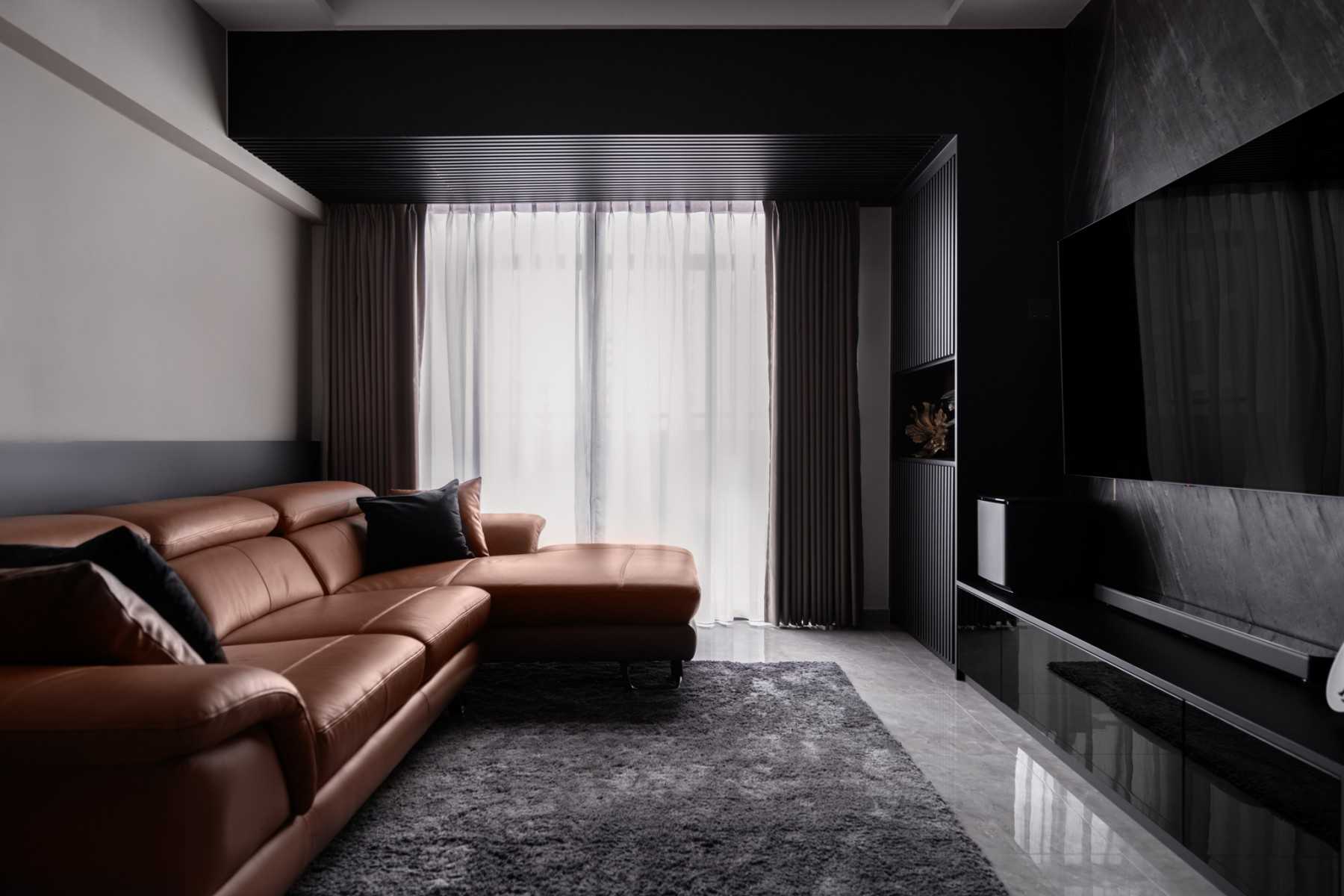 Modern Living Room with TV Console and Feature Wall