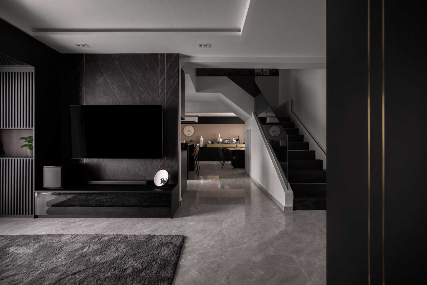 Modern Living Room with TV Console and Feature Wall