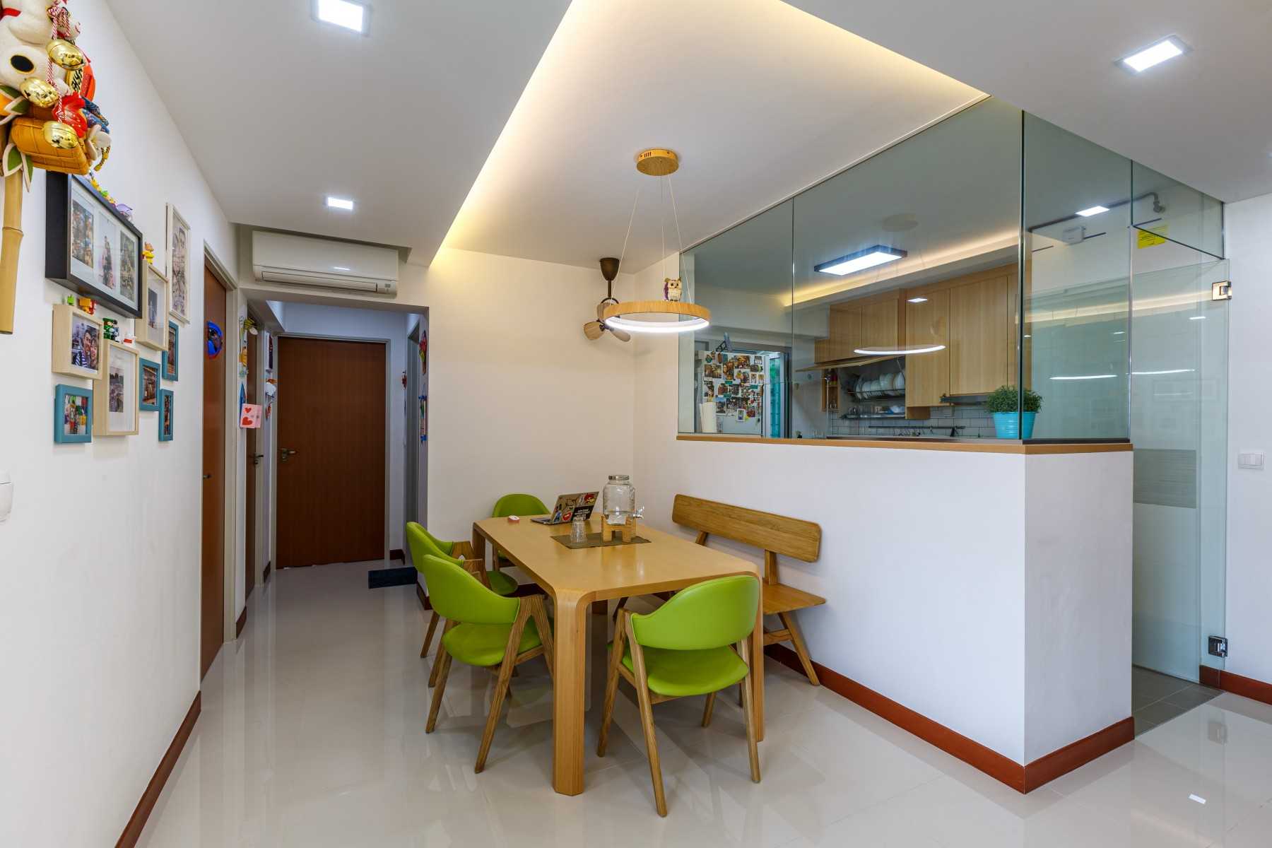 Scandinavian Dining Room with Downlights and Dining Table