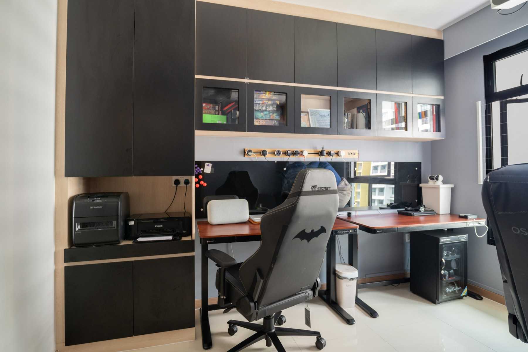 Scandinavian Study with Desk and Storage Cabinets