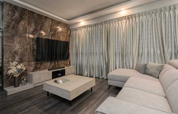 Modern Living Room with Vinyl Flooring and TV Console