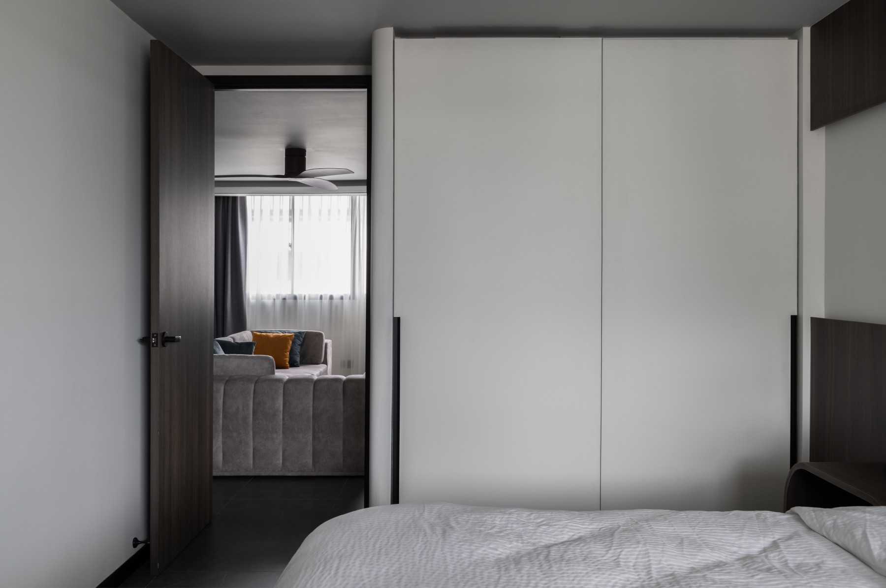 Contemporary Bedroom with Cupboard and Doors