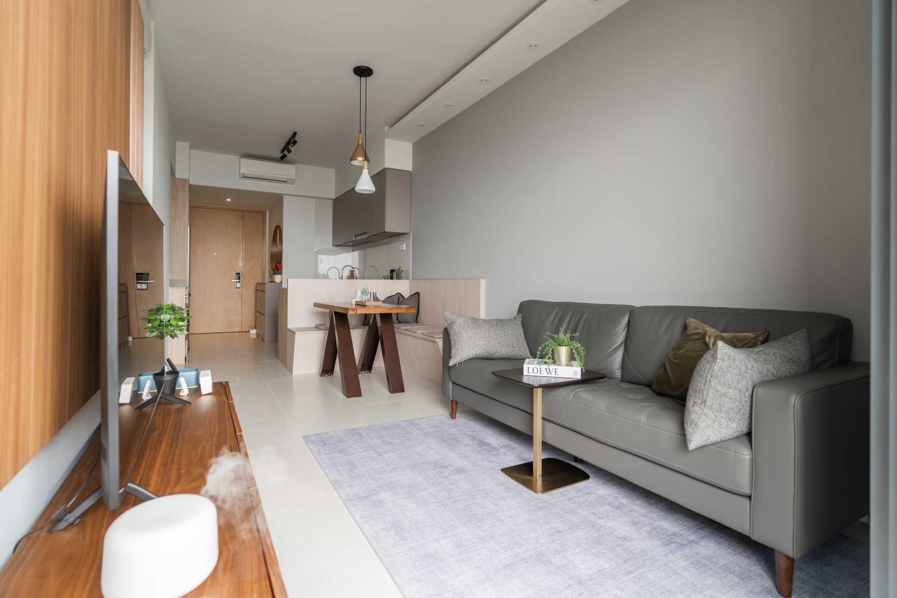 Minimalist Living Room with Ceiling Light and Sofa