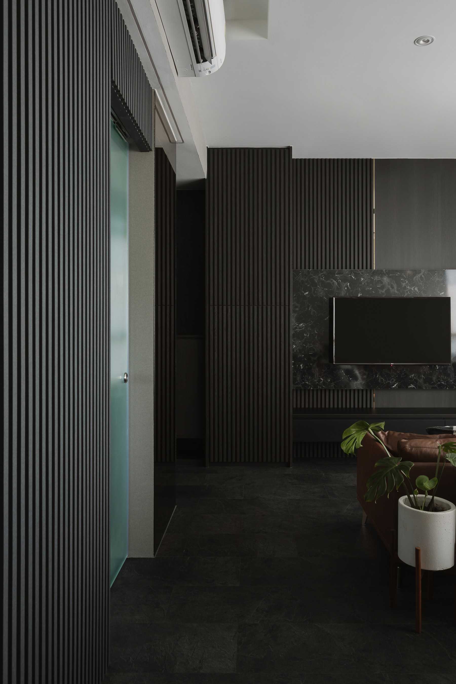 Modern Living Room with Feature Wall and Downlights