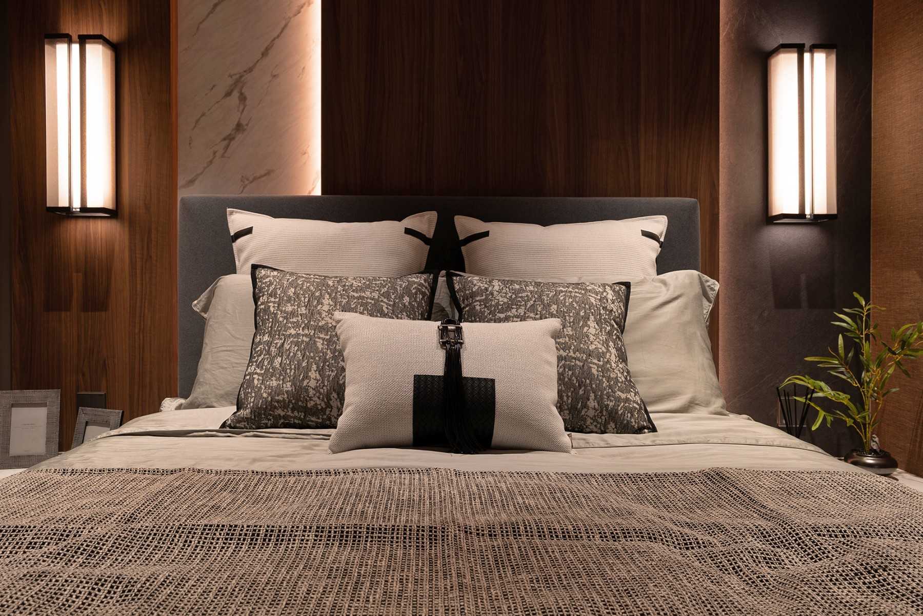 Contemporary Bedroom with Parquet Floor and Wood Flooring