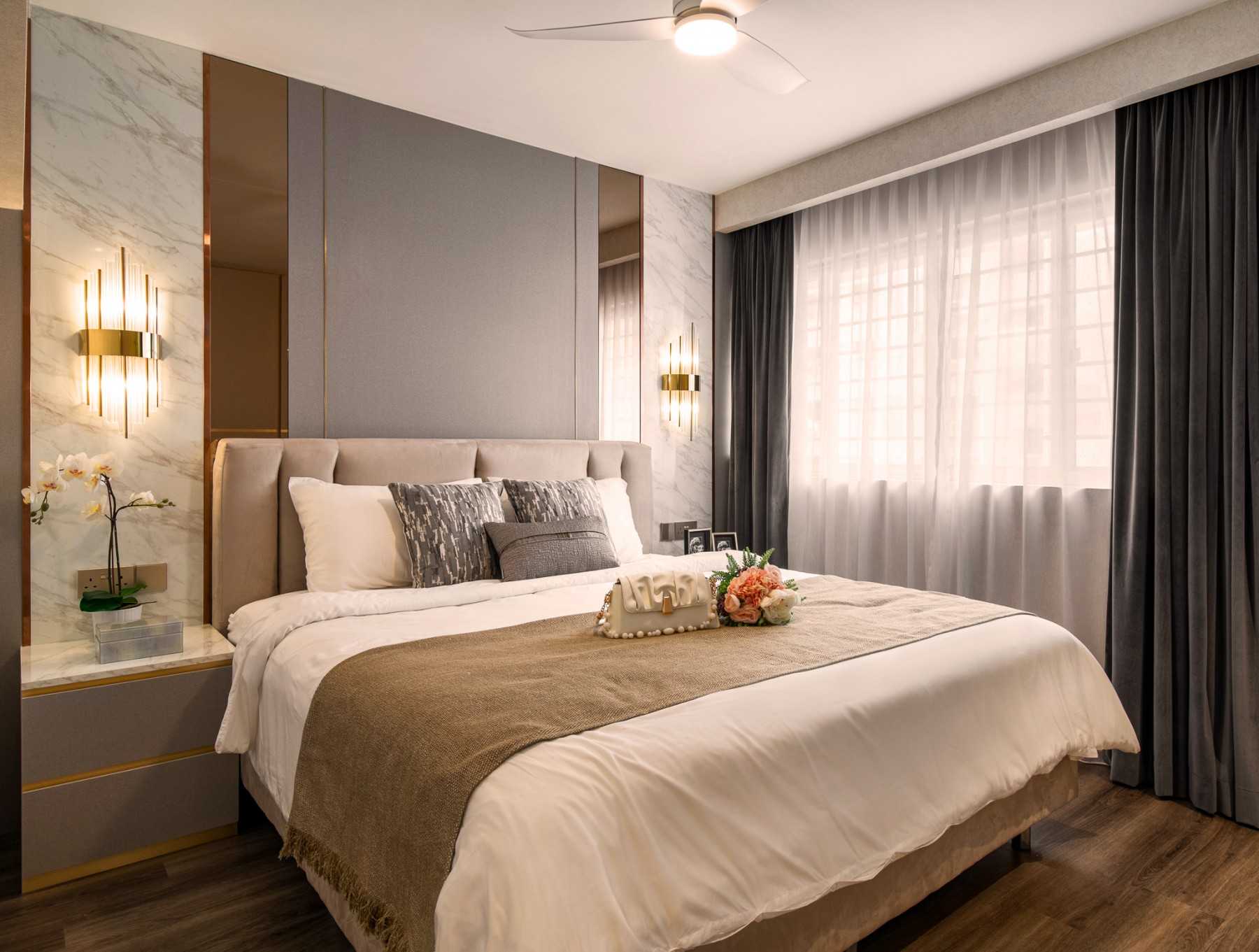Modern Bedroom with Built-in Bed and Bedside Table