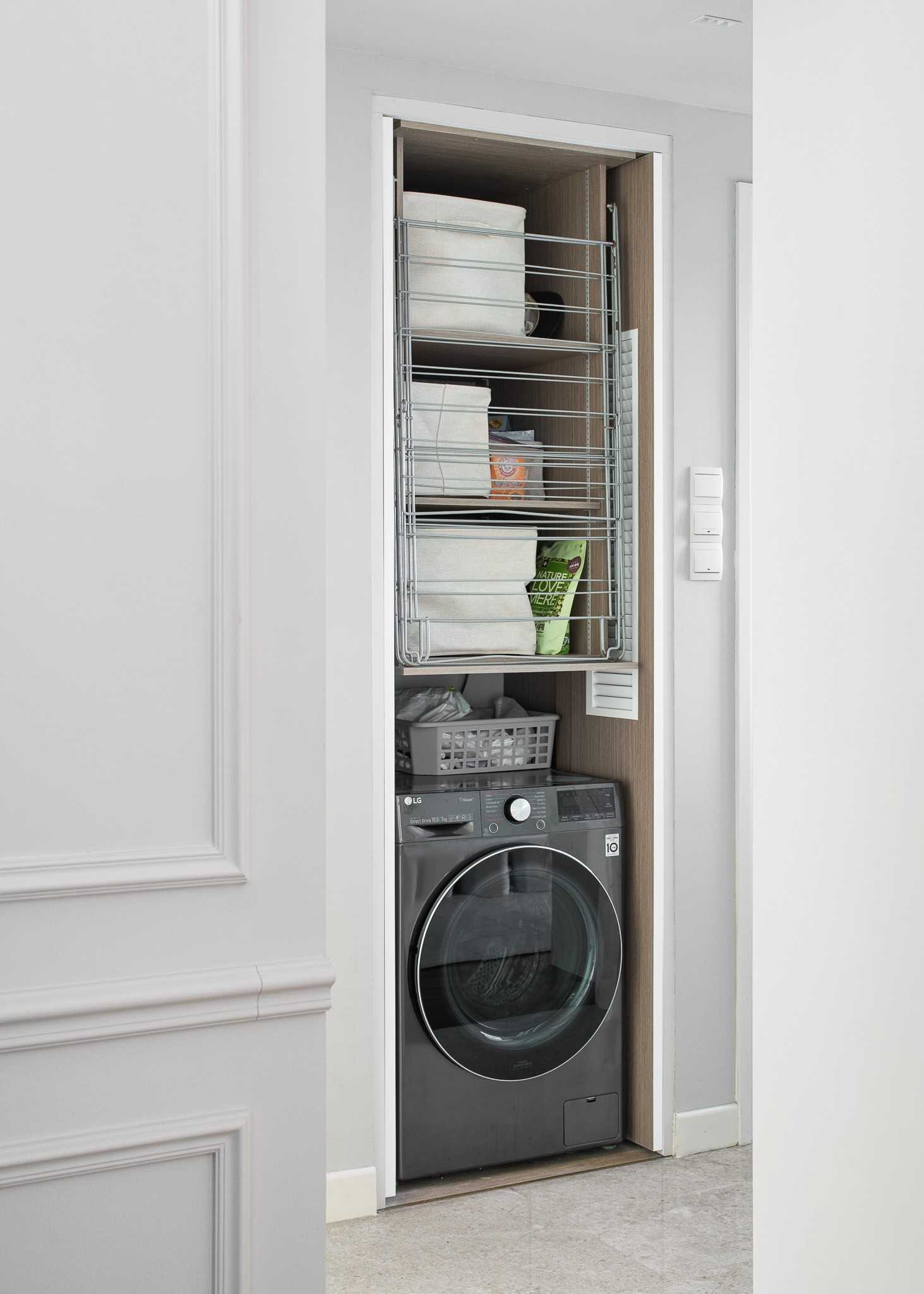 Modern Service Yard with Washing Machine and Laundry Area