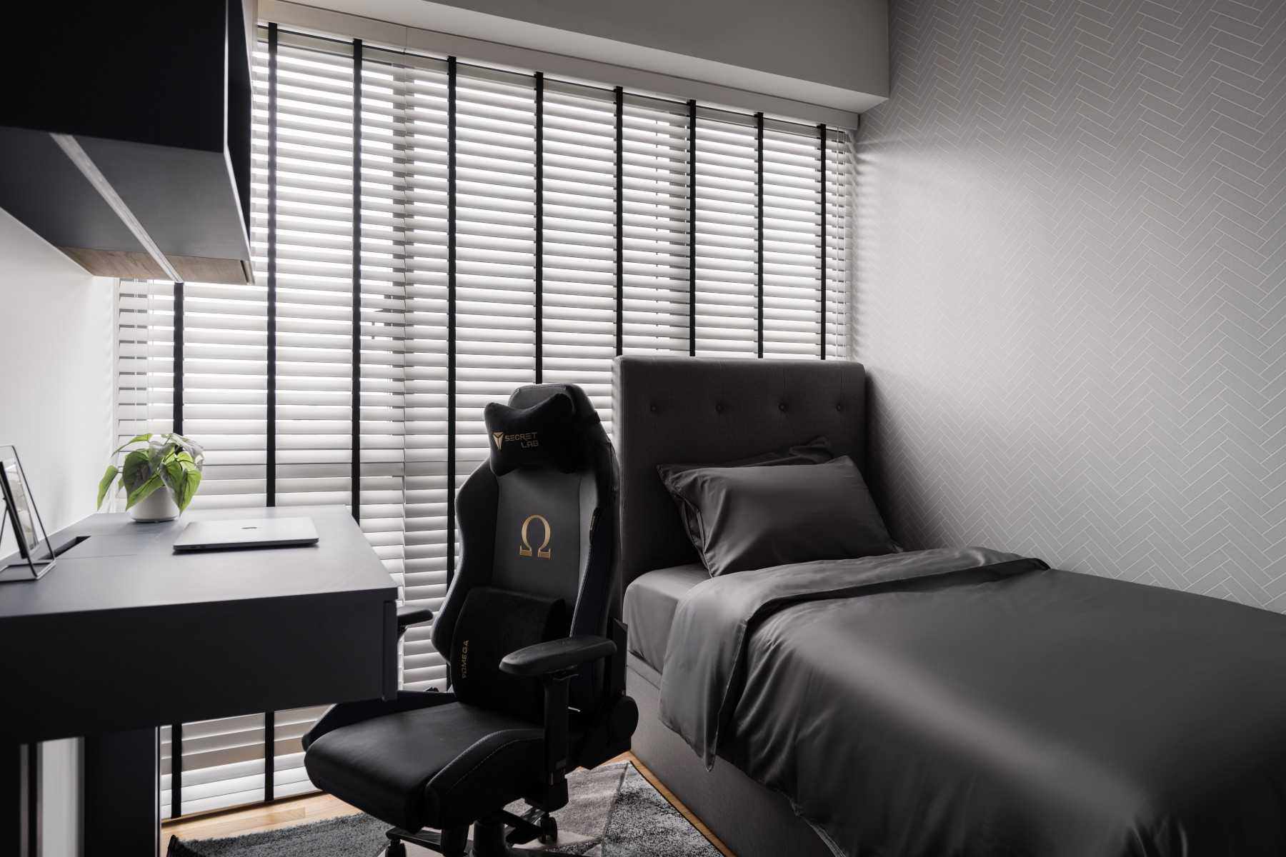 Modern Bedroom with Single Bed and Bed
