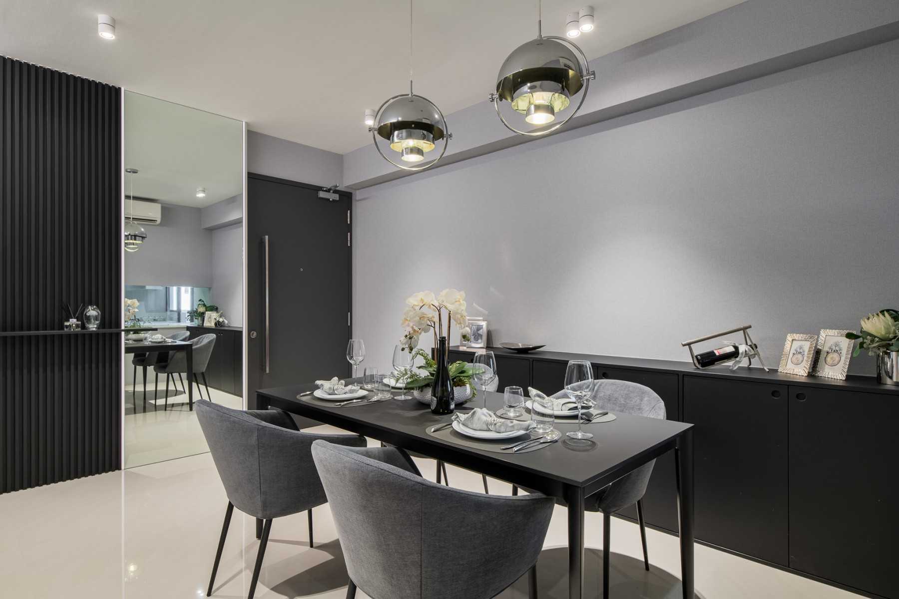 Modern Dining Room with Chandelier and Dining Table