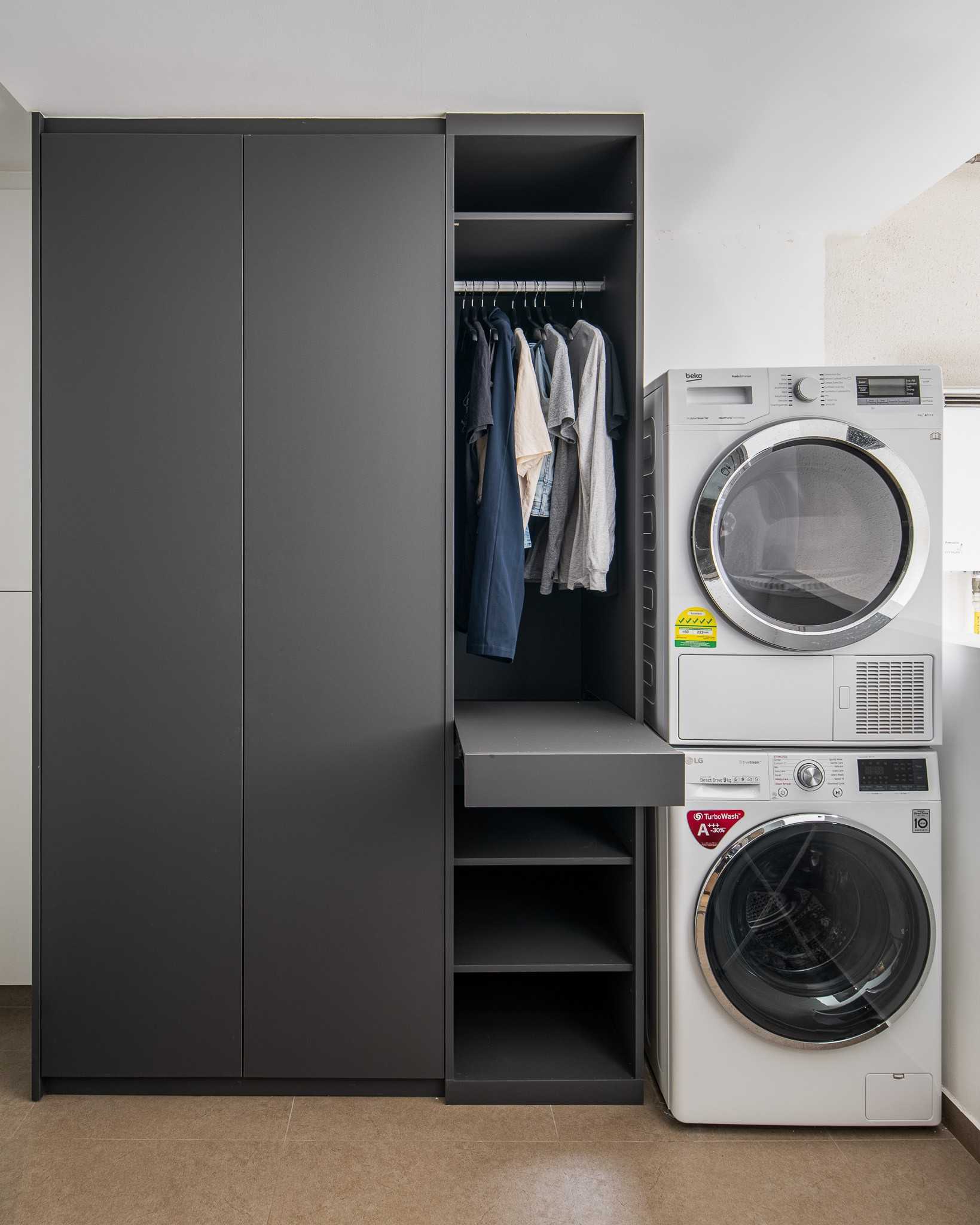 Modern Service Yard with Washing Machine and Laundry Area