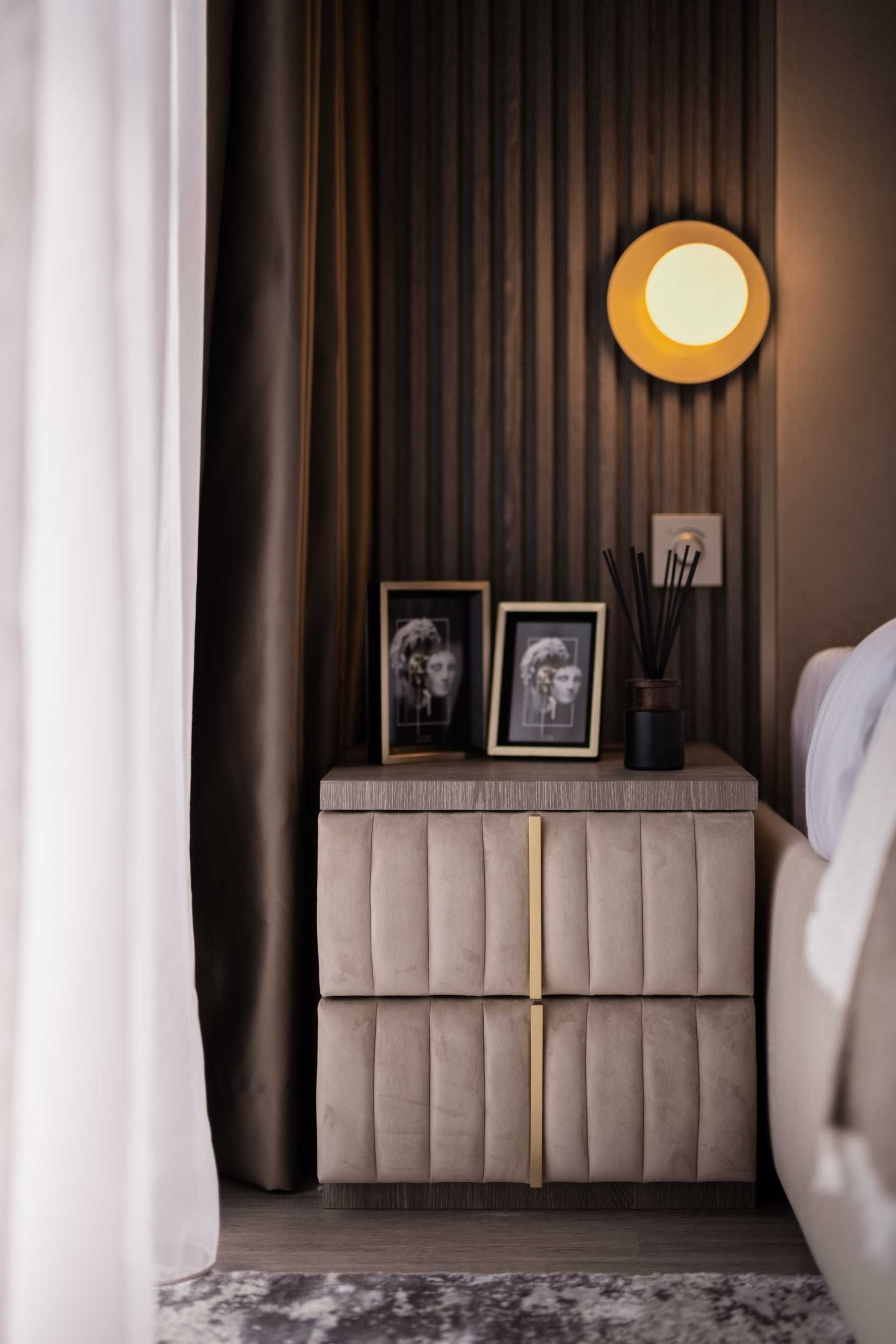 Modern Bedroom with Cove Lighting and Built-in Bed