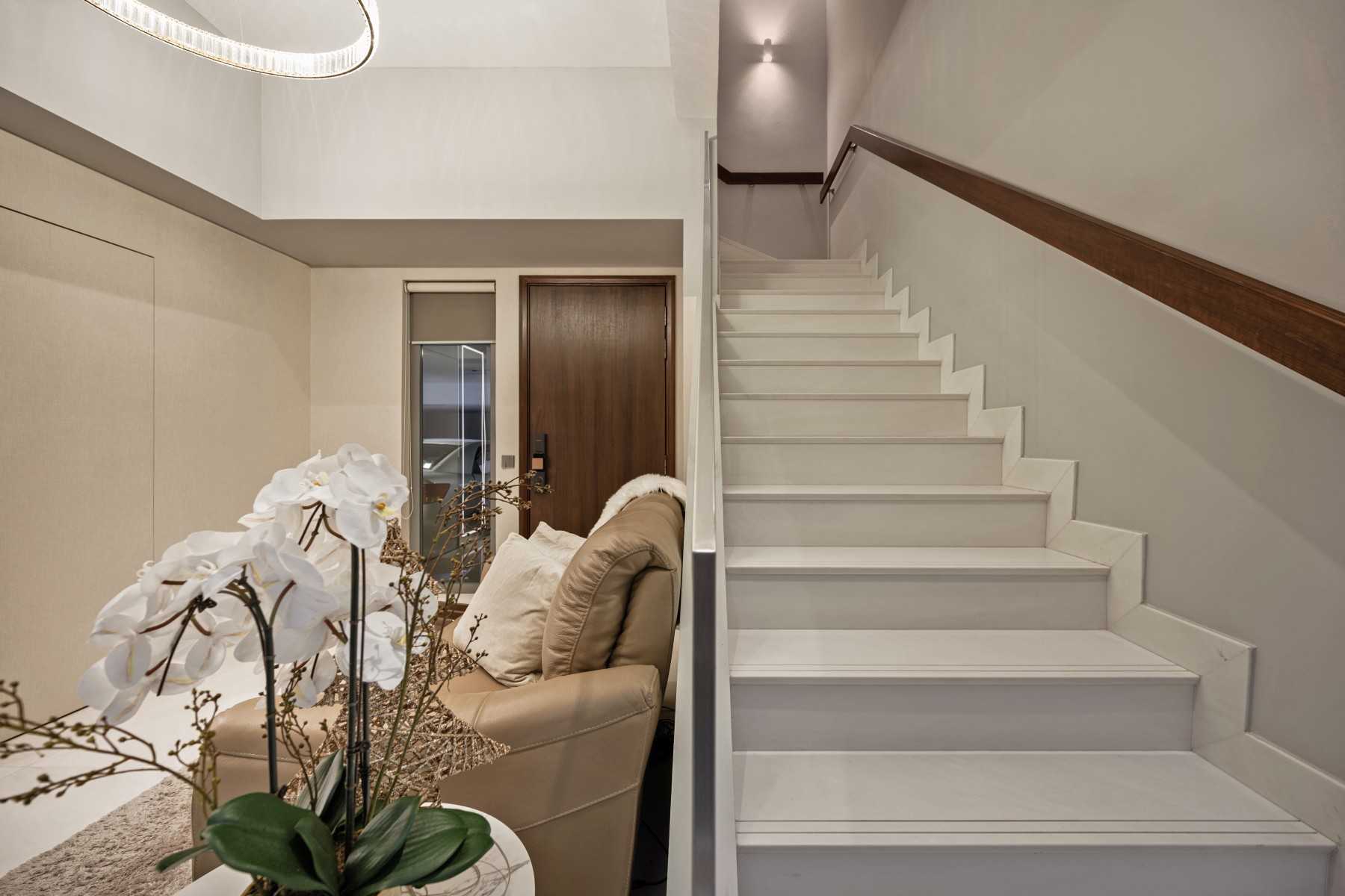 Modern Basement with Wall Shelves and Shelving Units