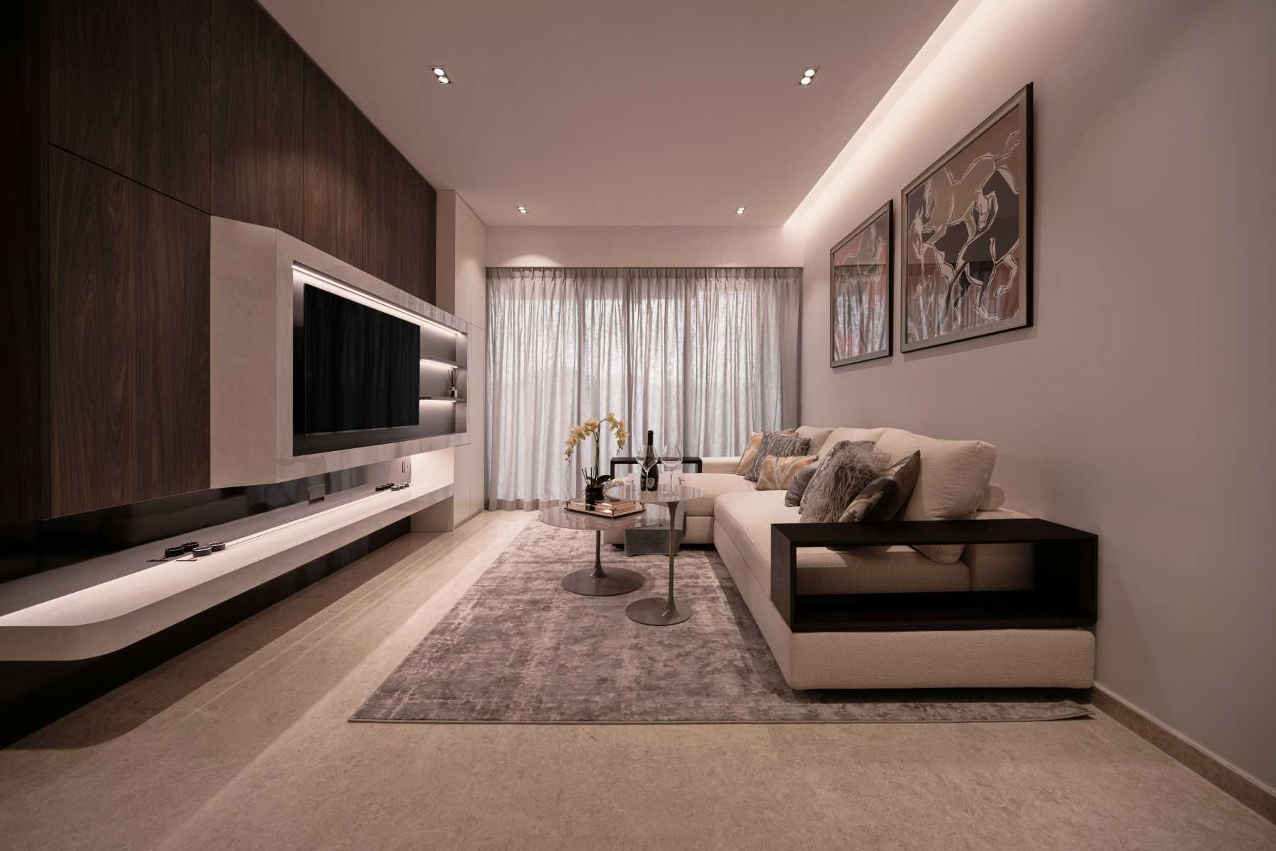 Modern Living Room with TV Console and Feature Wall