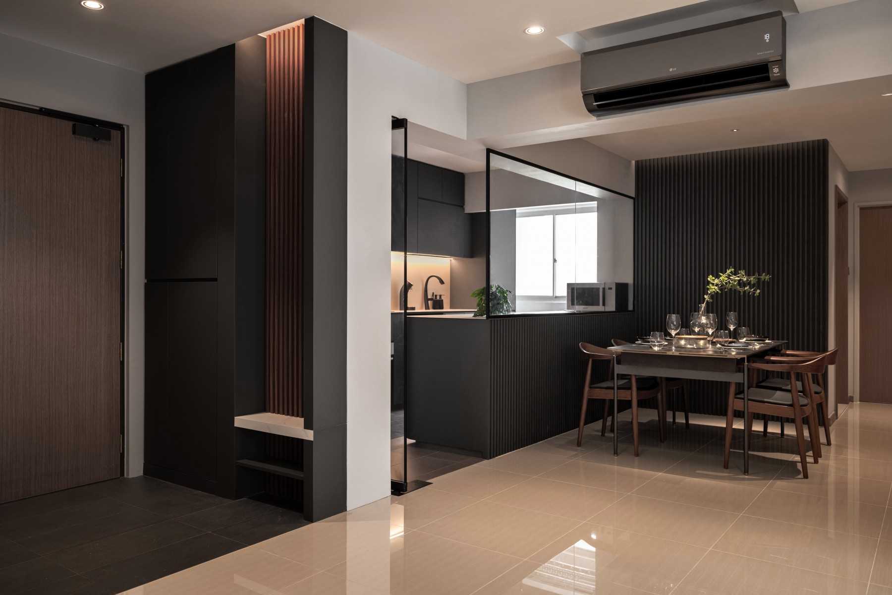 Modern Entryway with Seating Bench and Shoe Rack