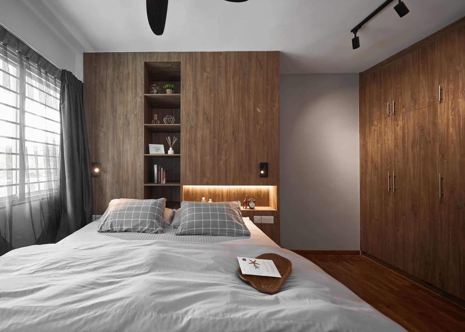 Contemporary Bedroom with Platform Bed and Storage Cabinets