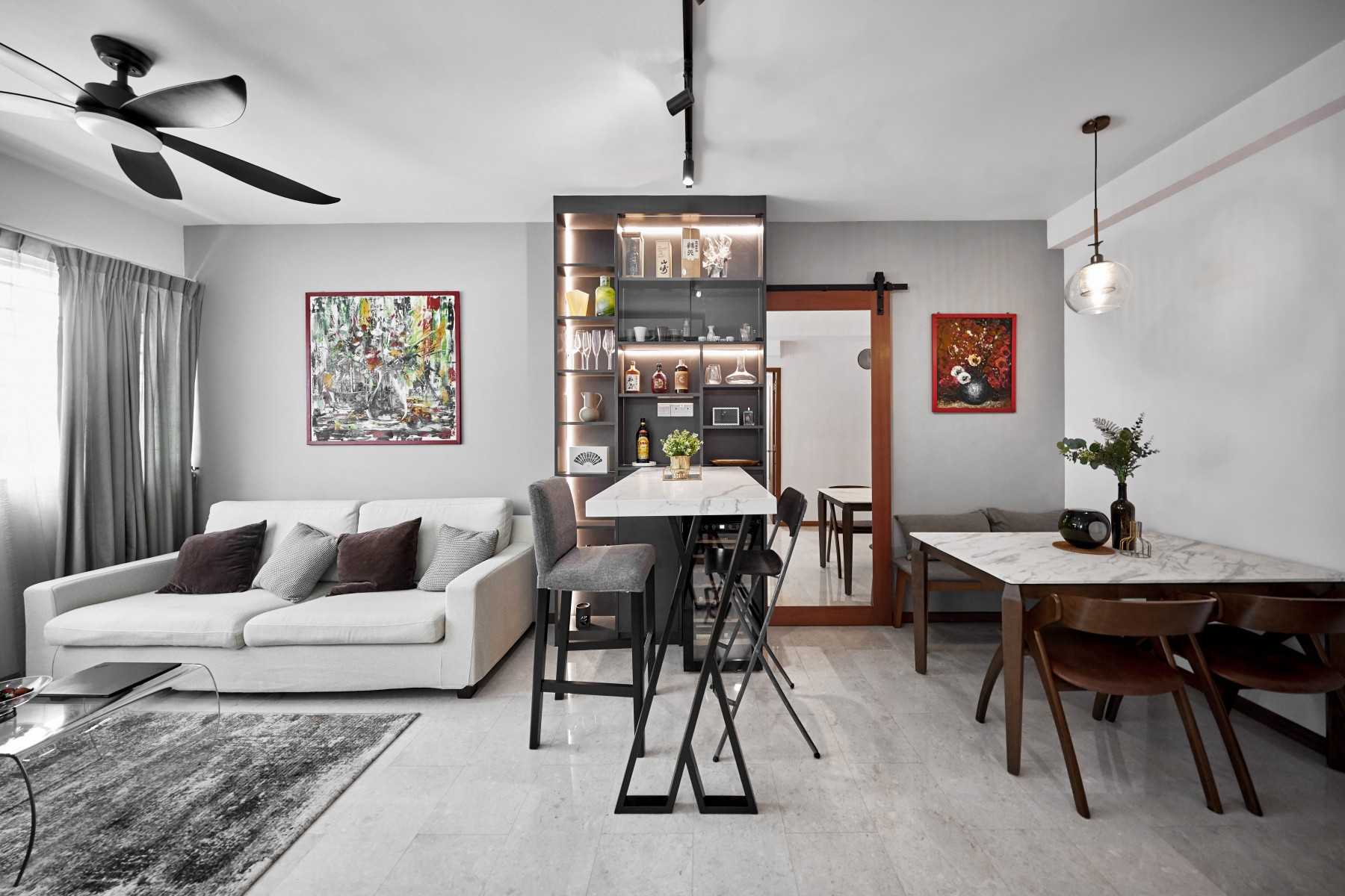 Contemporary Living Room with Sofa and Paintings
