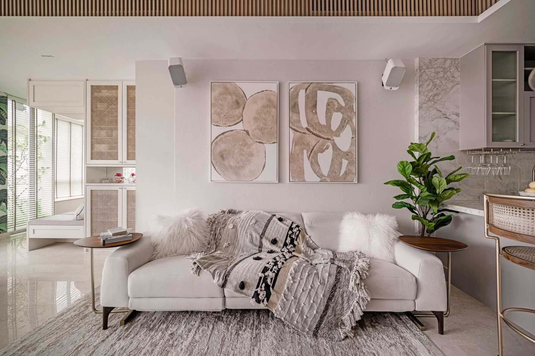 Modern Living Room with TV Console and Feature Wall