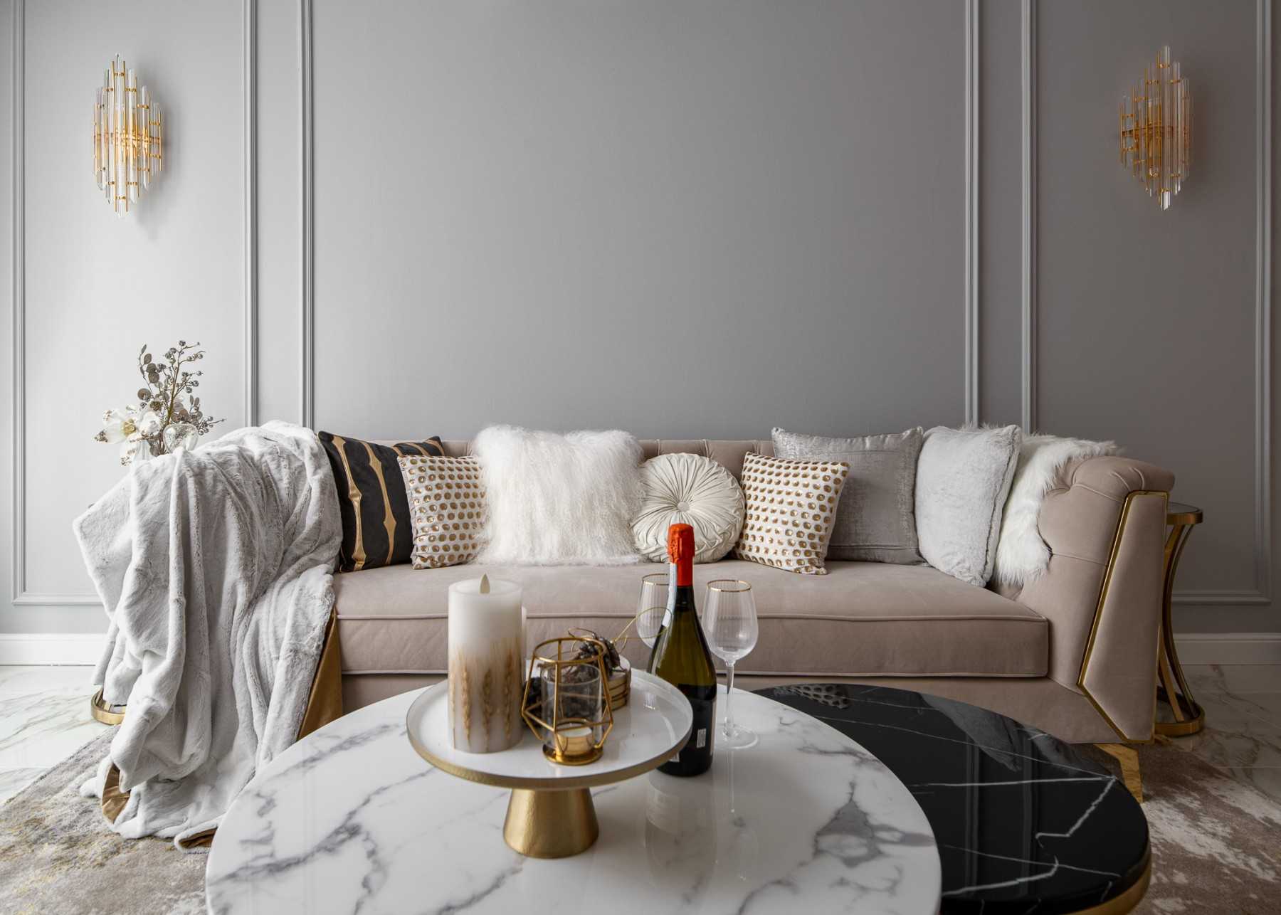 Modern Living Room with Feature Wall and Sofa