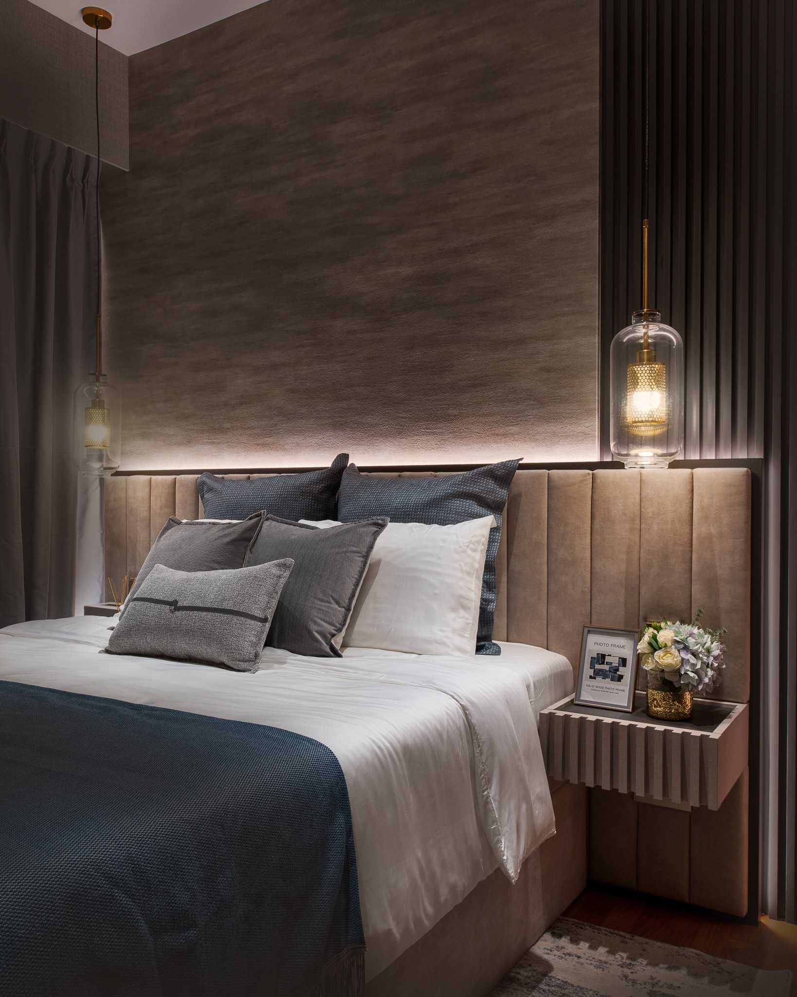 Modern Bedroom with Built-in Bed and Bedside Table
