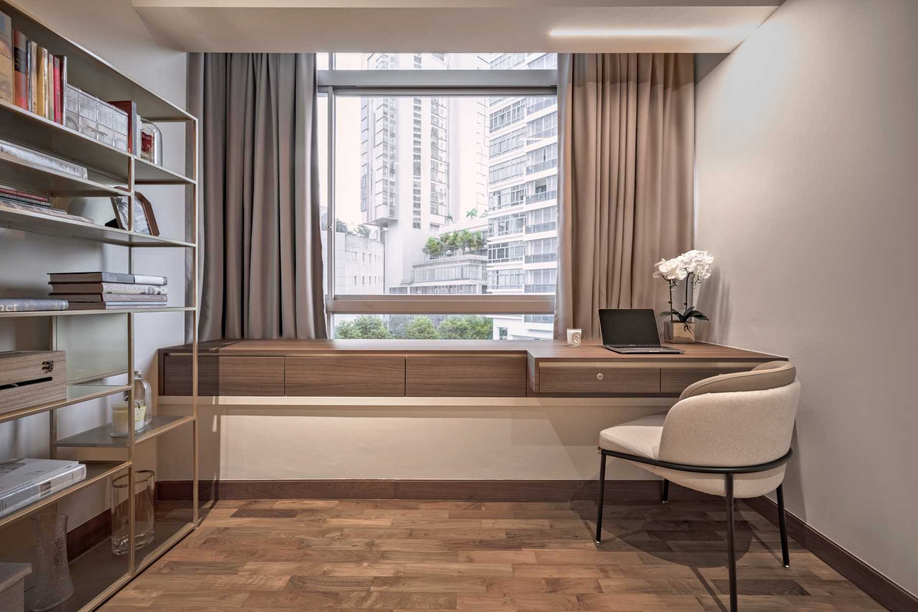Modern Study with Desk Chairs and Storage Cabinets