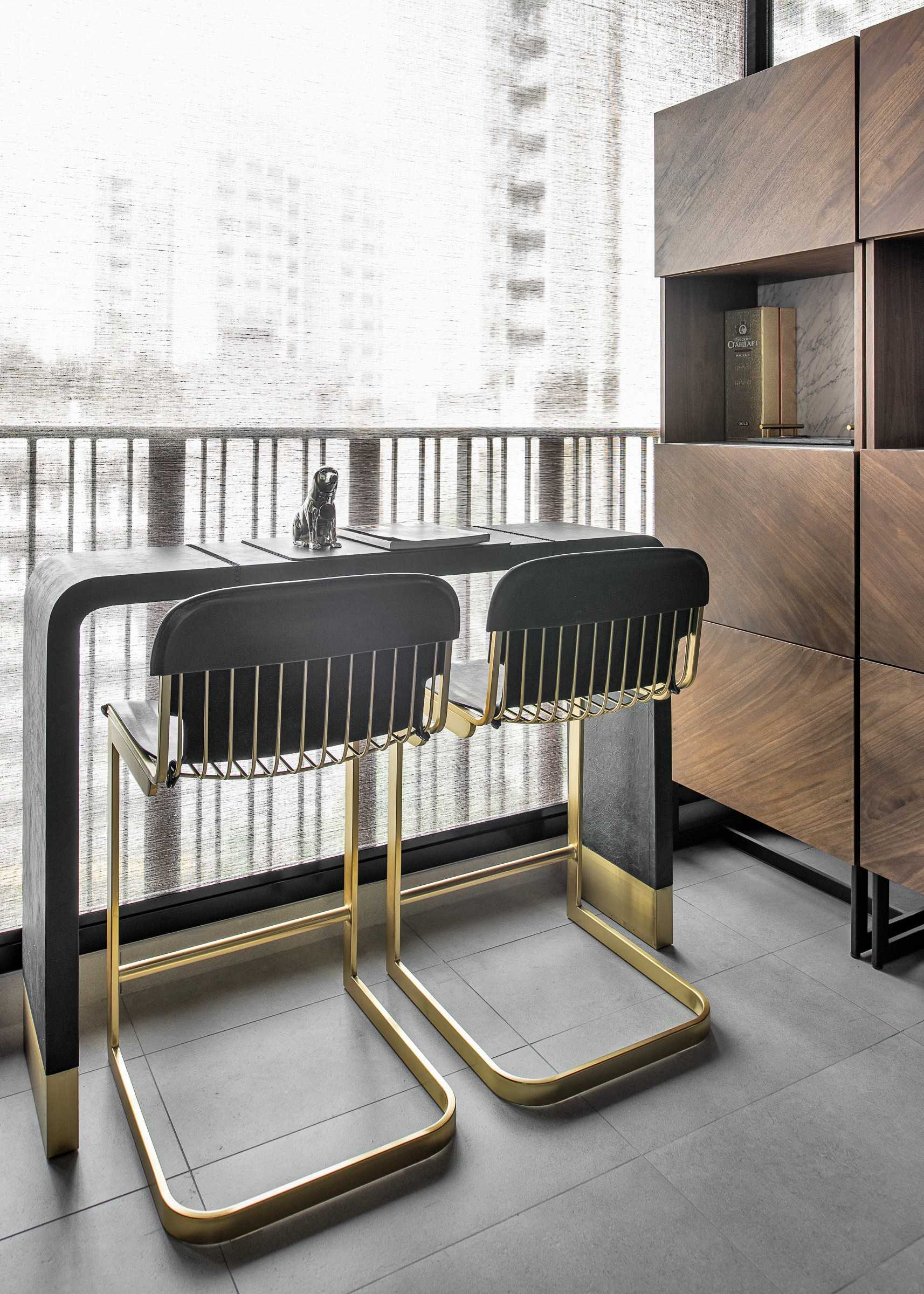 Modern Balcony with Curtain and Outdoor Table