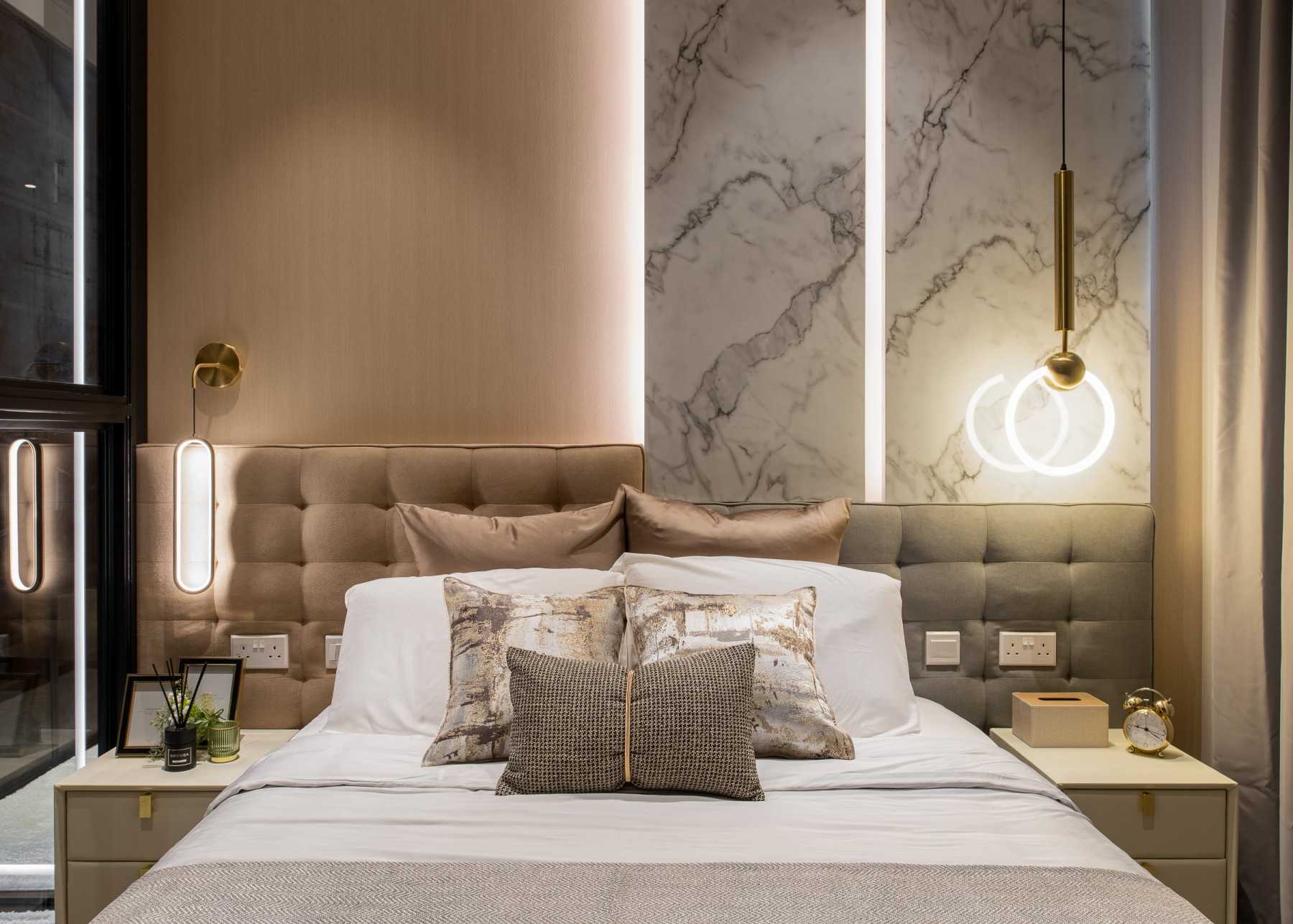 Modern Bedroom with Built-in Bed and Bedroom Dresser