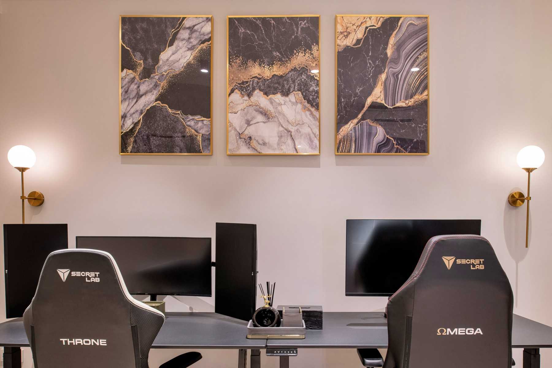 Modern Study with Desk Chairs and Computer