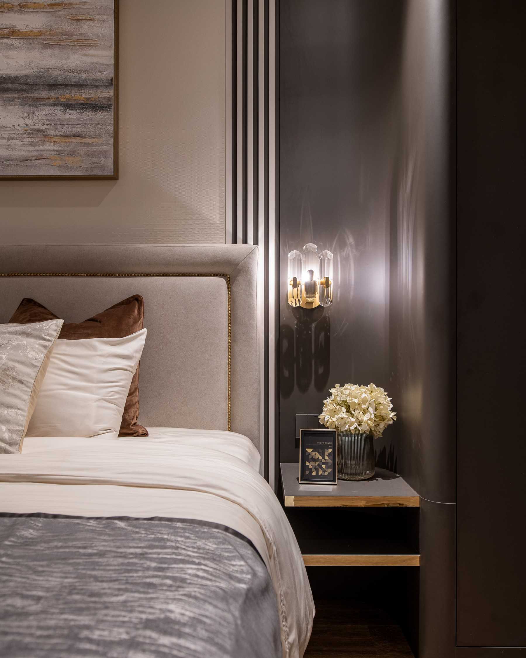 Modern Bedroom with Built-in Bed and Bedside Table