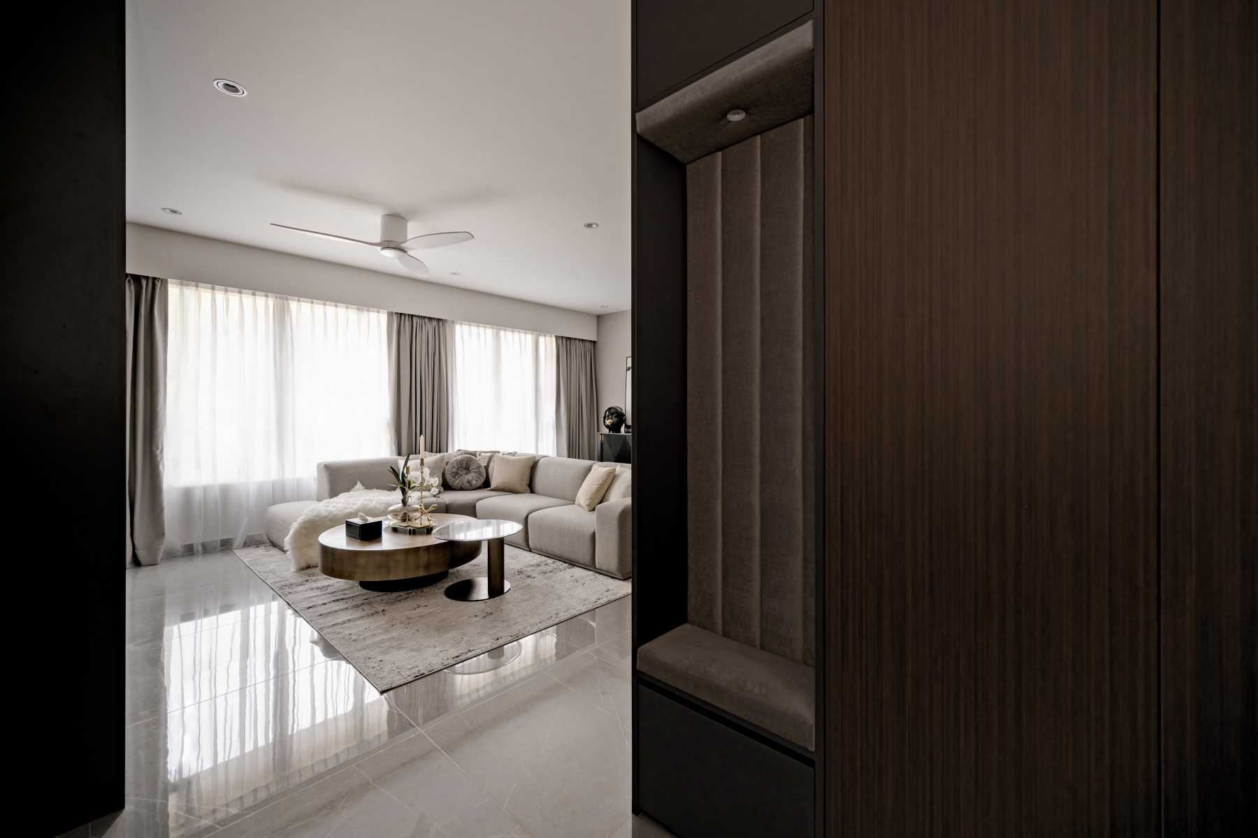 Contemporary Entryway with Seating Bench and Shoe Rack