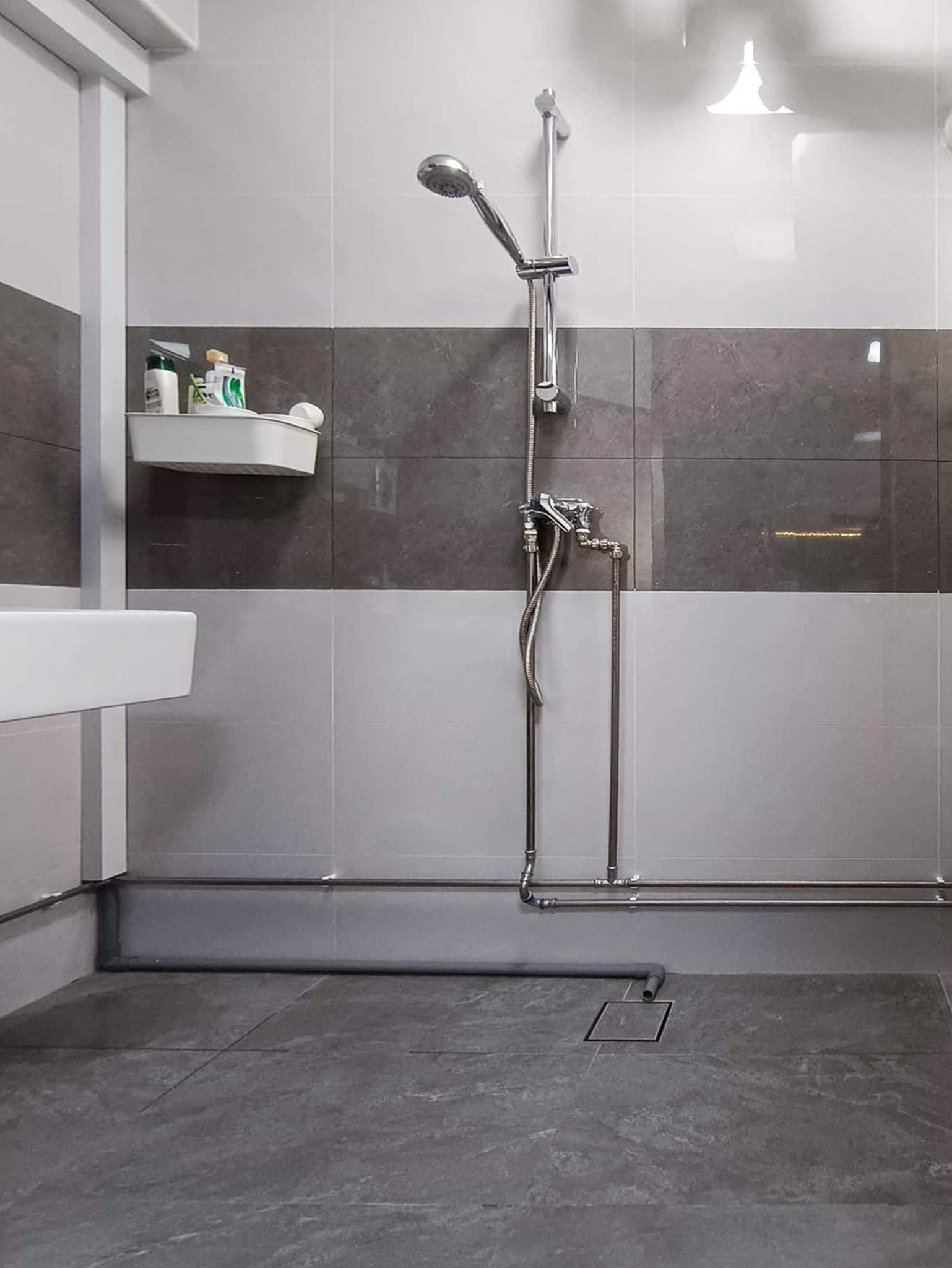 Modern Bathroom with Feature Wall and Bathroom Storage