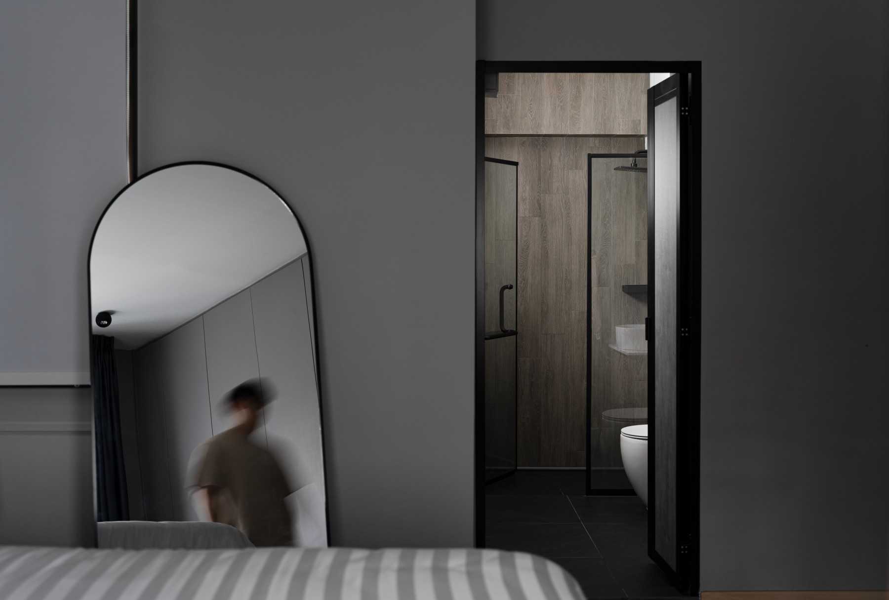 Scandinavian Bedroom with Mirror and Wall Mirror