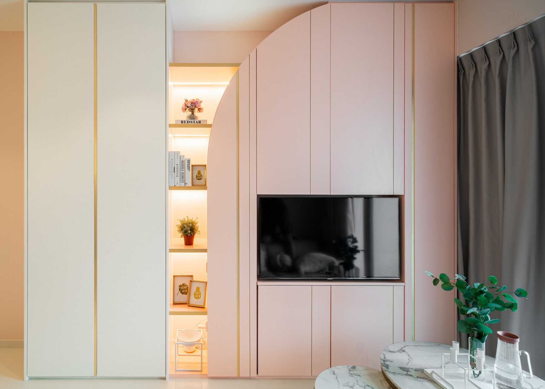 Modern Living Room with TV Console and Feature Wall