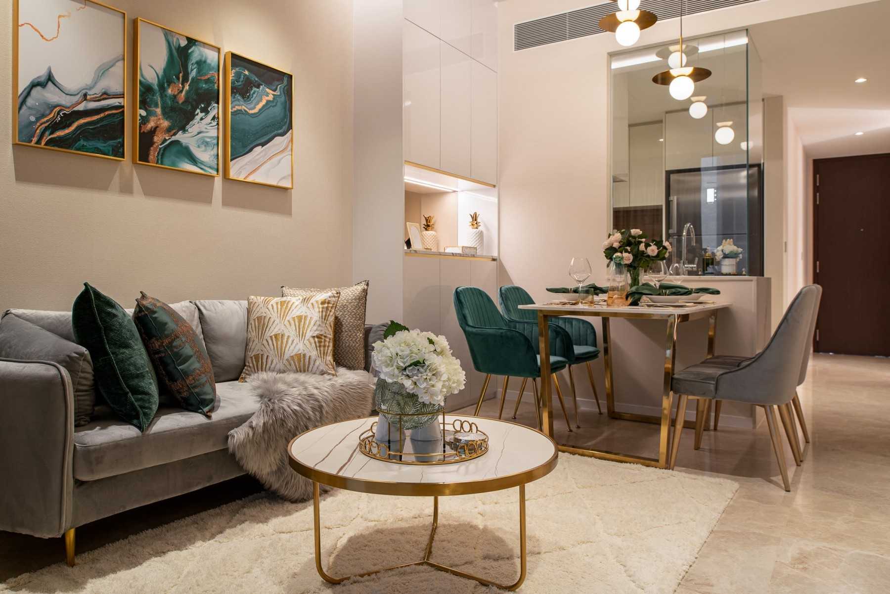 Modern Living Room with Cove Lighting and Sofa