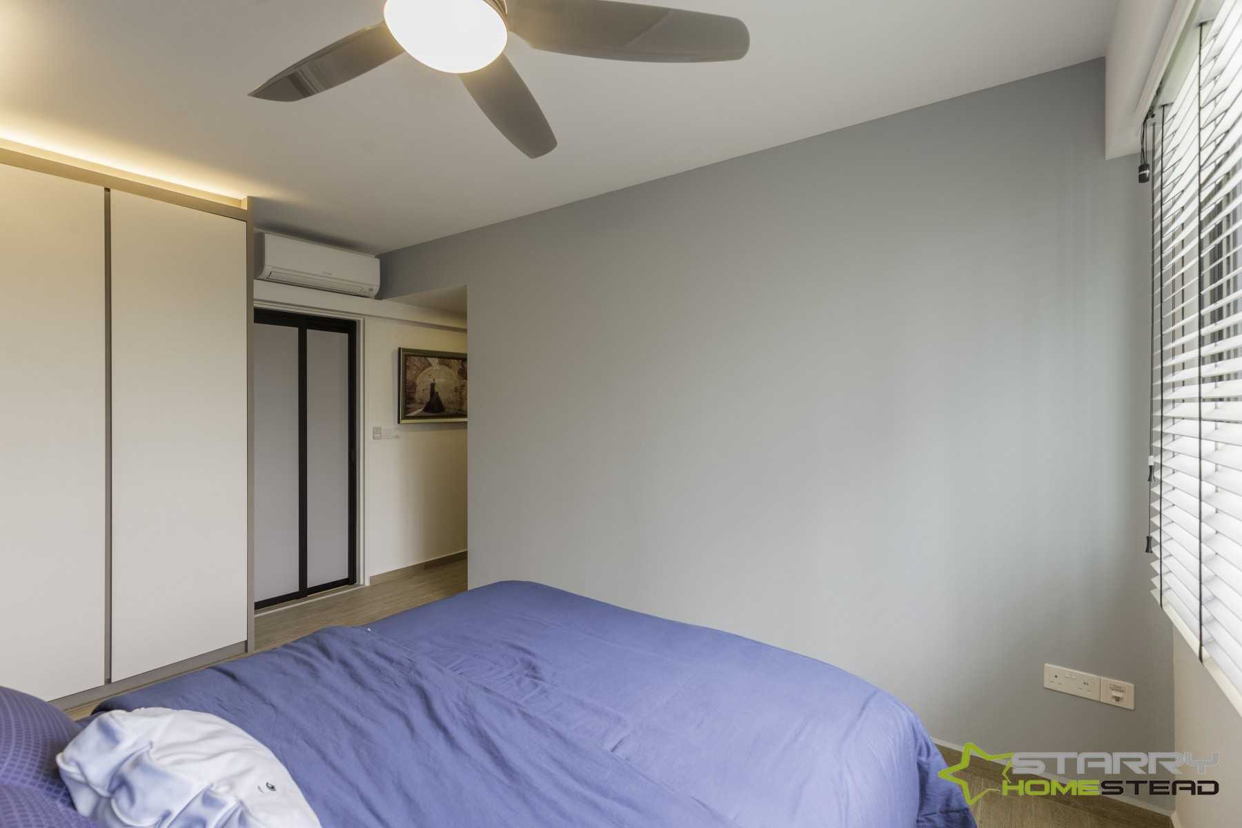 Scandinavian Bedroom with Wardrobe and Bed
