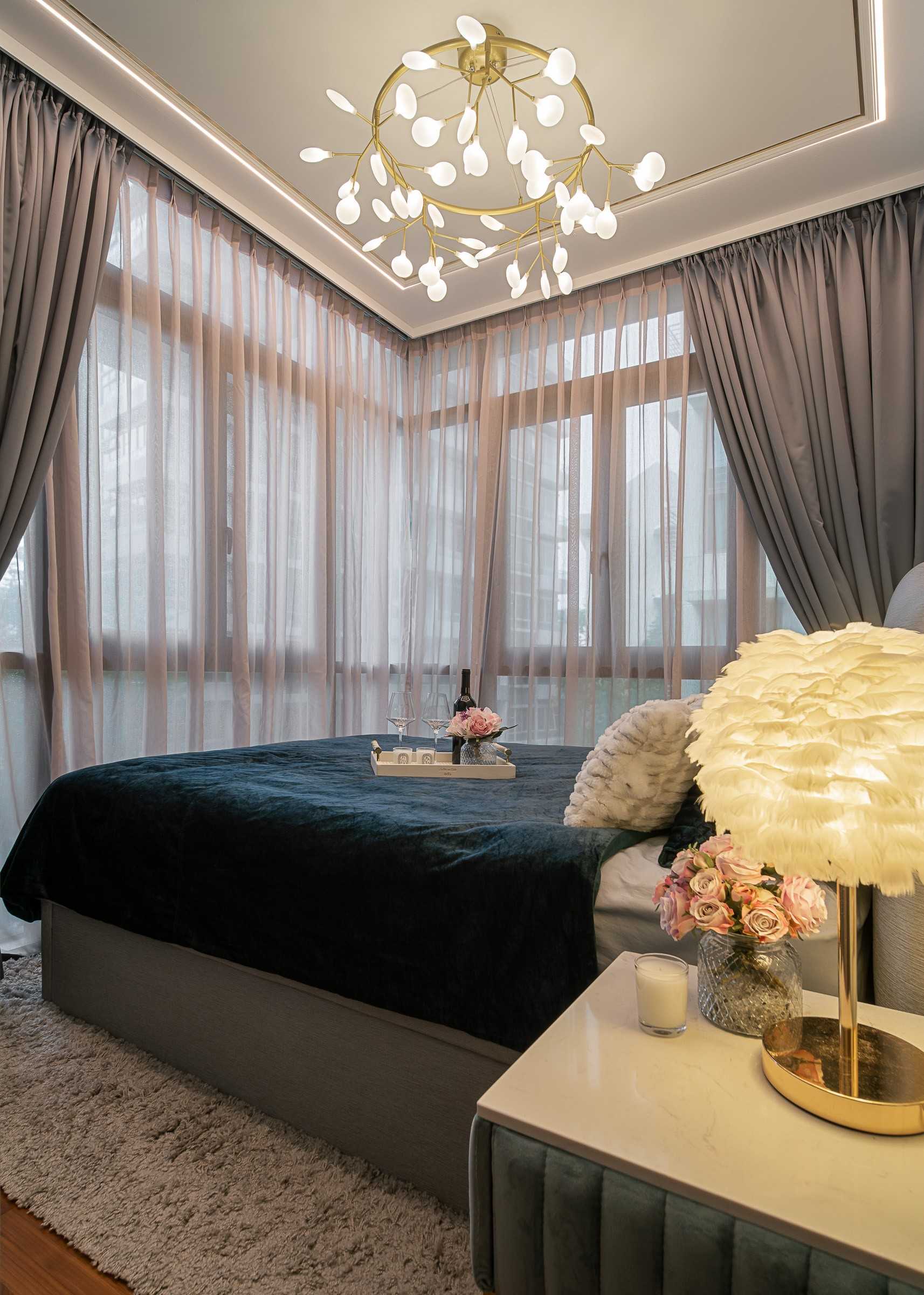 Modern Bedroom with Built-in Bed and Bedside Table
